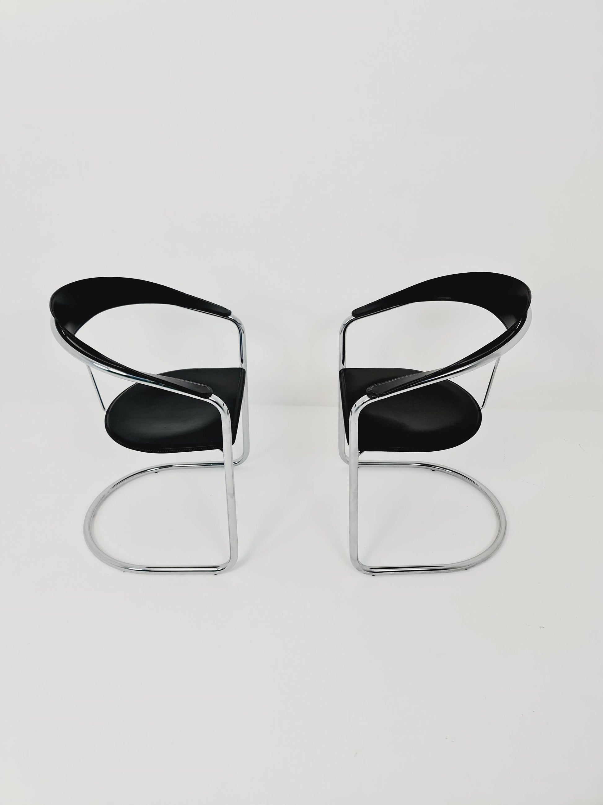 Space Age canasta leather arm chair by Arrben (ATTB), set of 2, 1970s