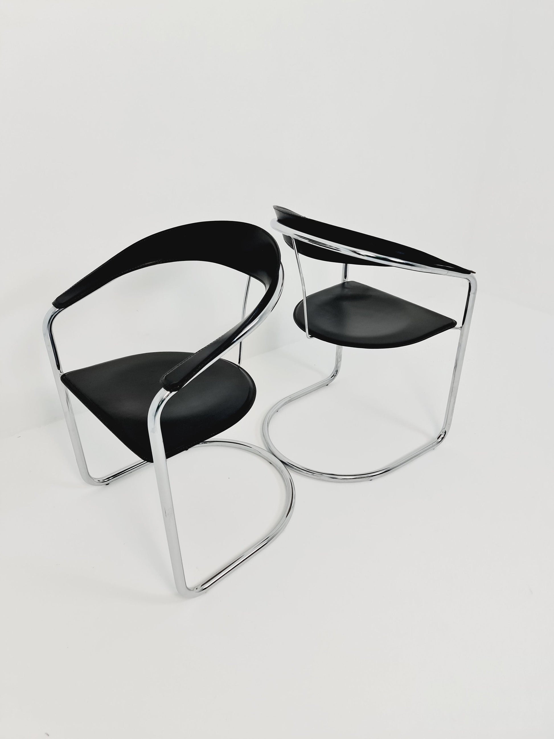 Space Age canasta leather arm chair by Arrben (ATTB), set of 2, 1970s