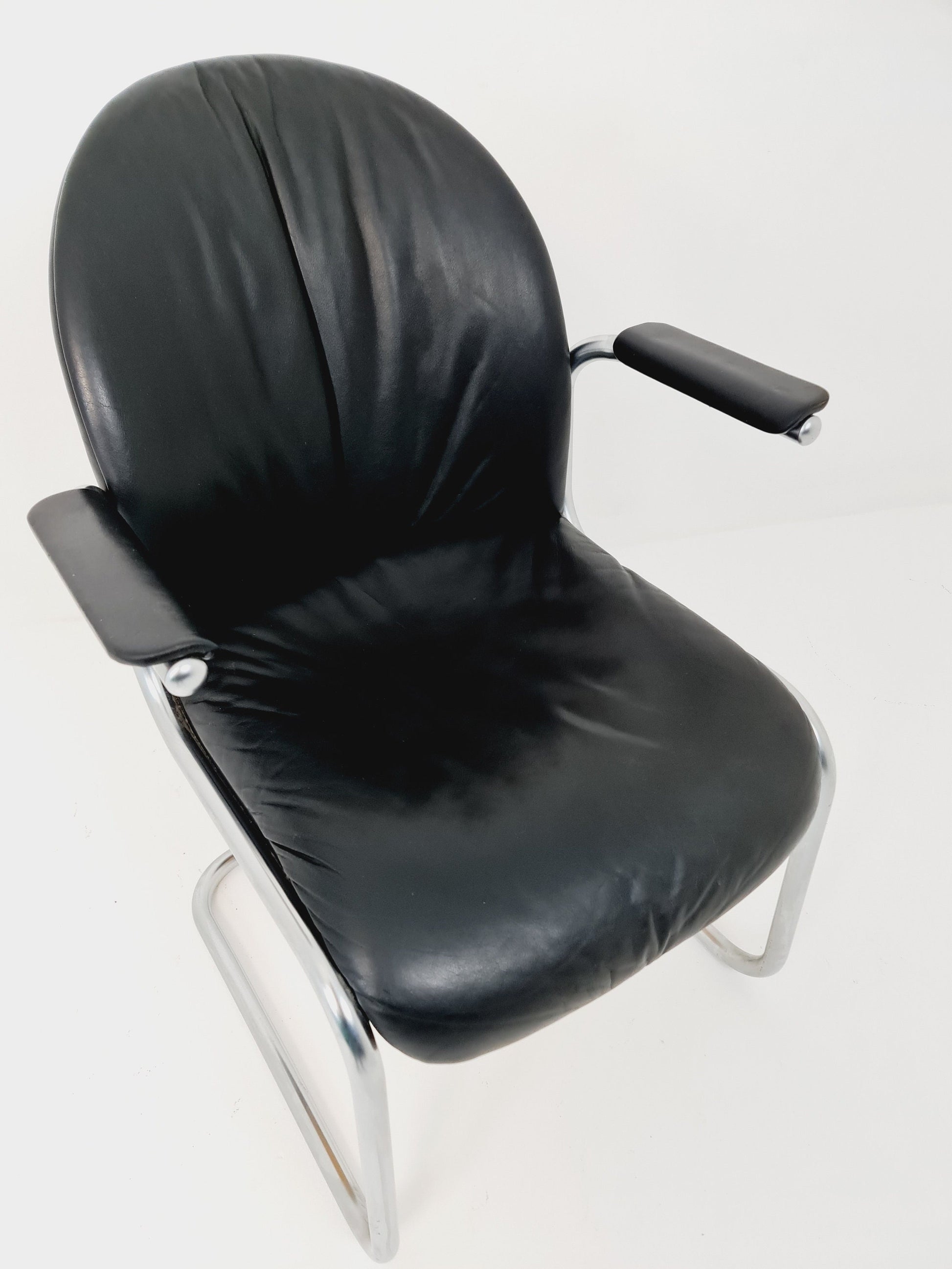 Space Age Mauser leather desk chair/ arm chair, 1970s West Germany