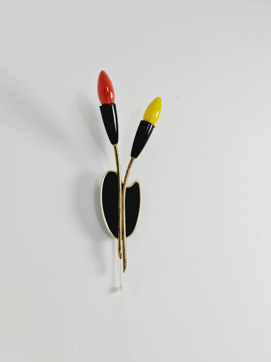 Mid century German brass & metal wall lamp, 1950s
