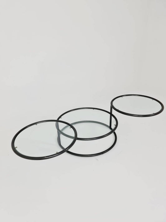 Mid-Century Black Three-Tier Swivel Coffee Table by Milo Baughman