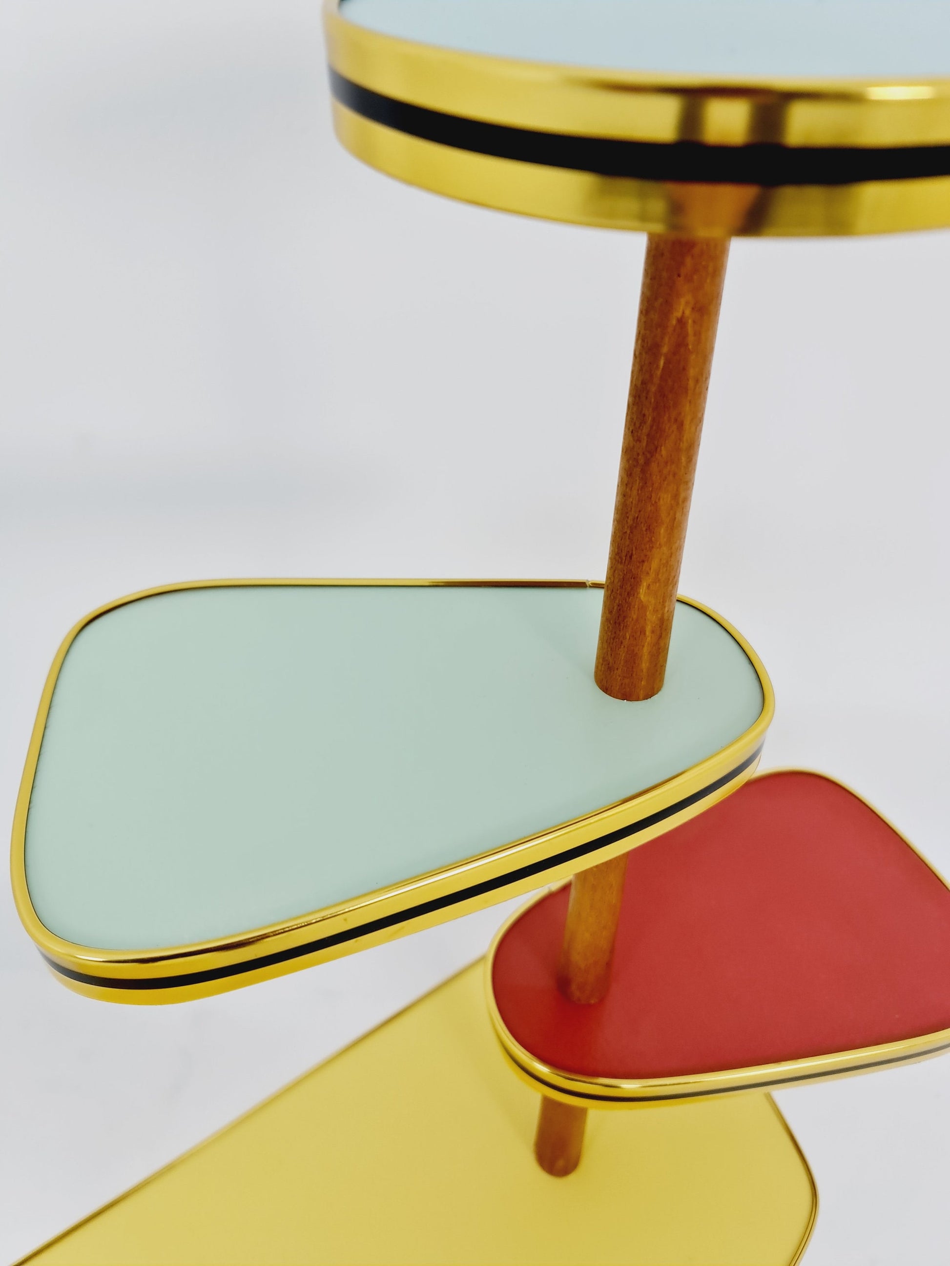 1950s German Plant Stand, Colorful Vintage Mid-Century Minimalist Indoor Plant Stand Side Table Retro flower table
