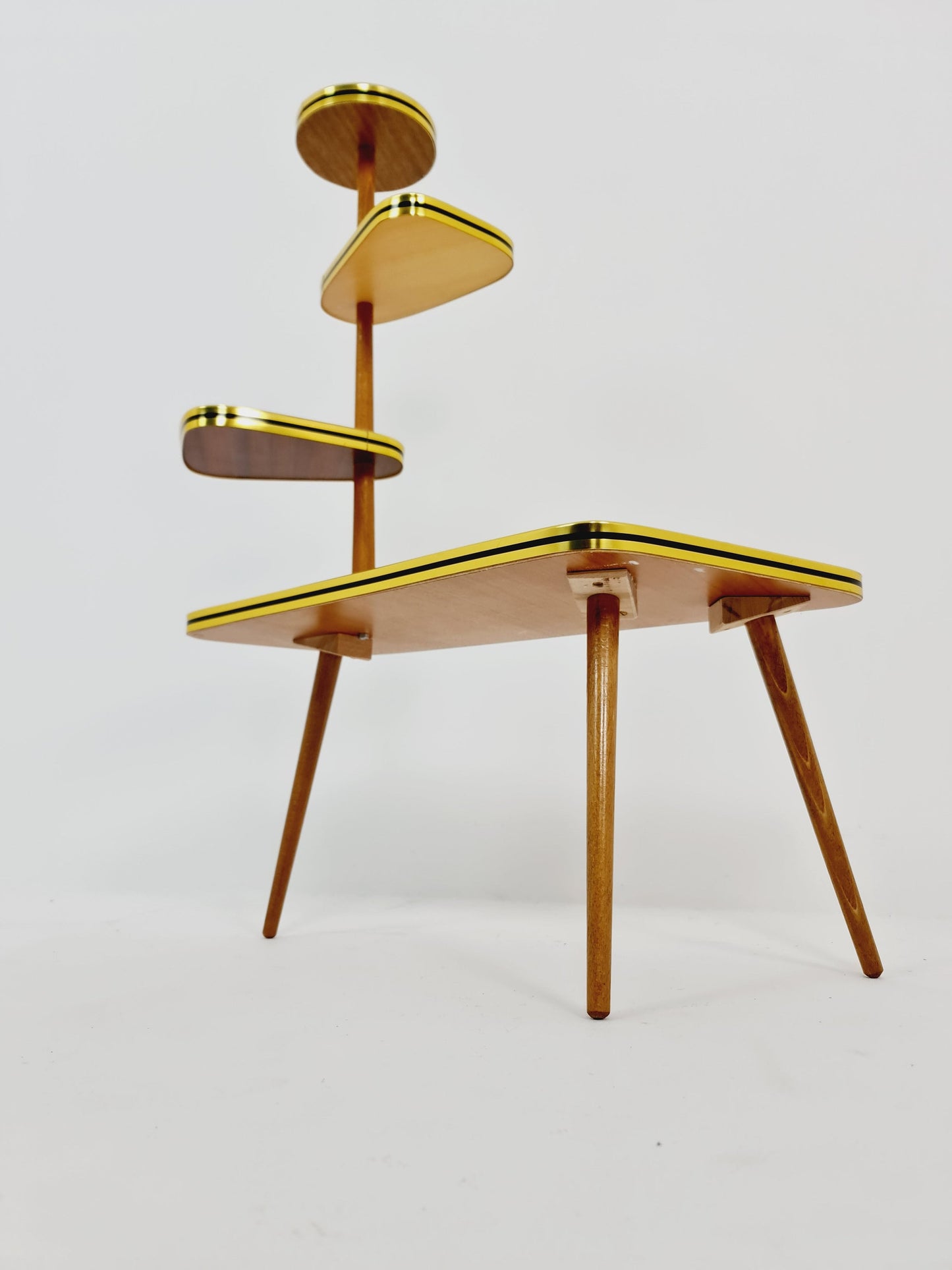 1950s German Plant Stand, Colorful Vintage Mid-Century Minimalist Indoor Plant Stand Side Table Retro flower table