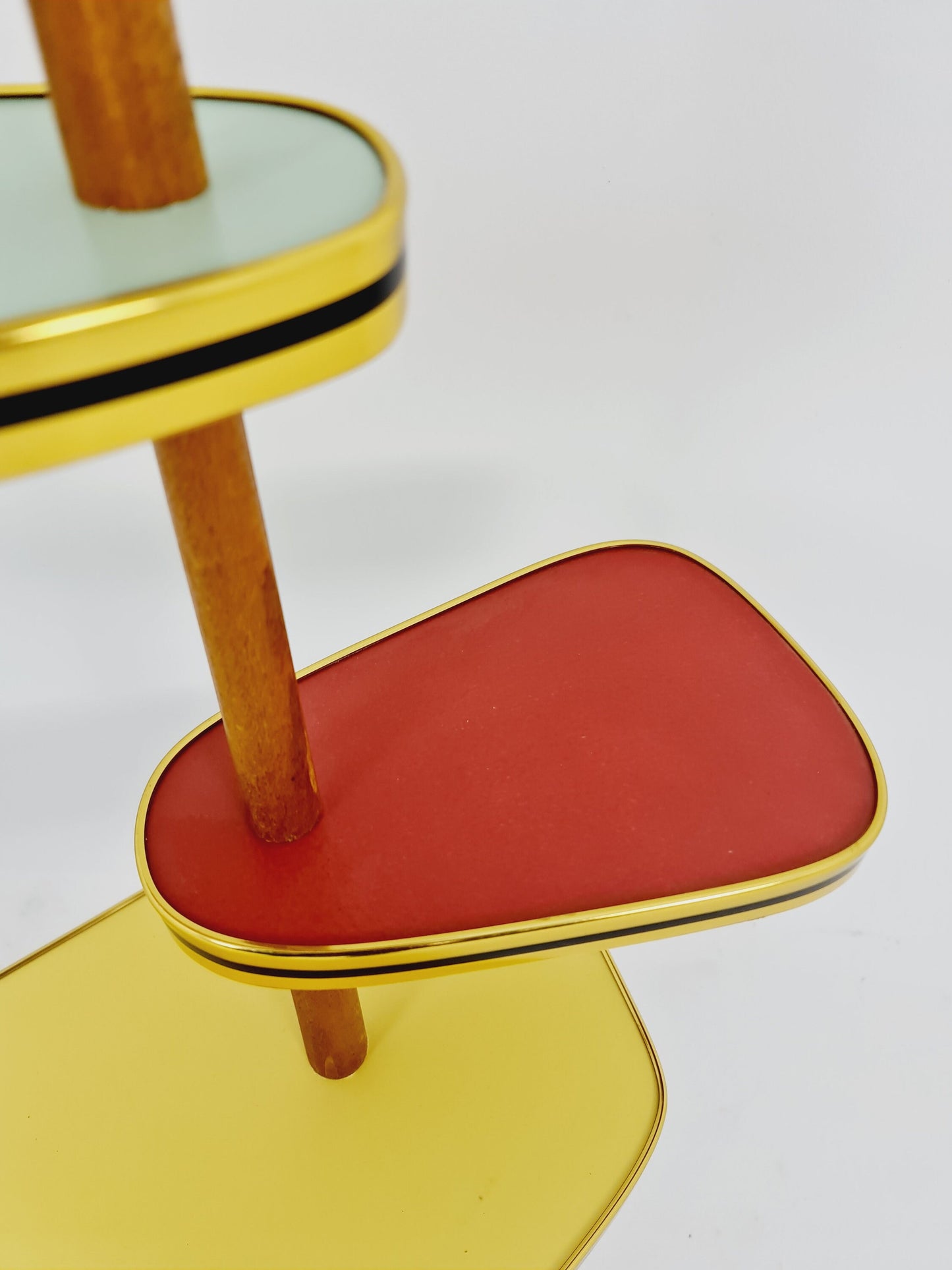 1950s German Plant Stand, Colorful Vintage Mid-Century Minimalist Indoor Plant Stand Side Table Retro flower table