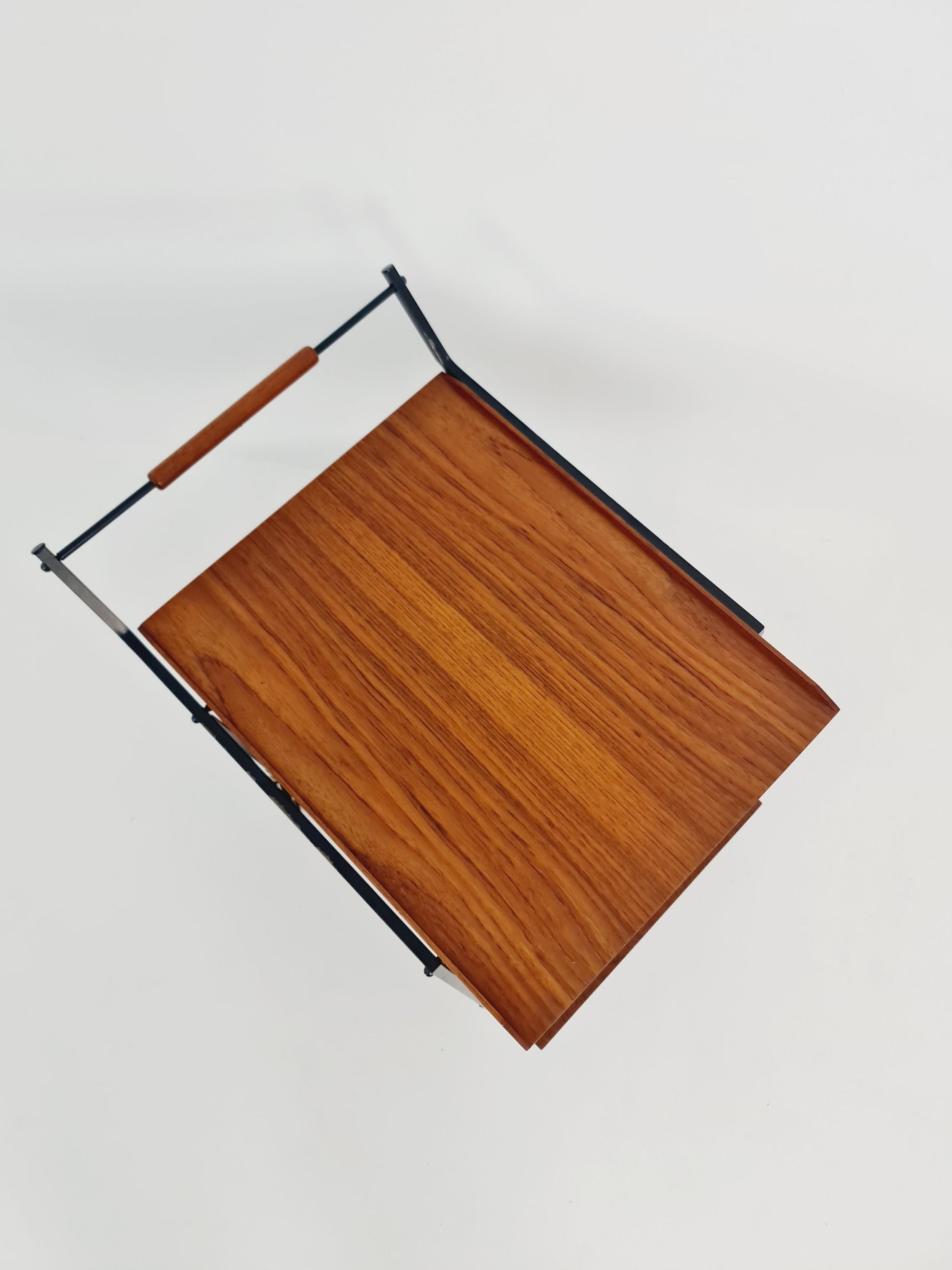 Vintage German mid century trolley bar cart in teak & metal, 1960s