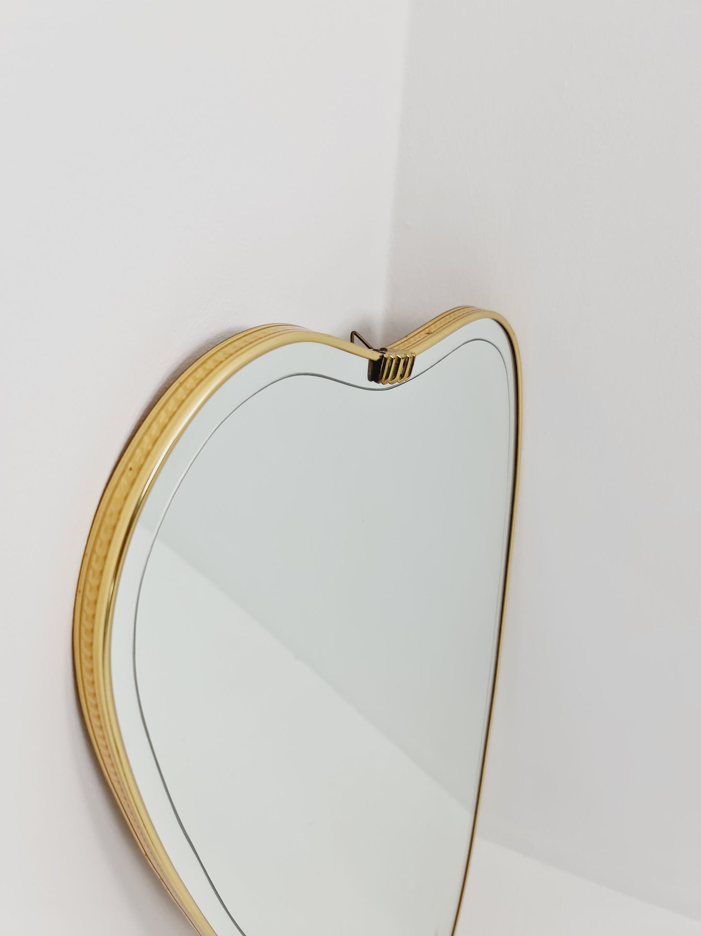 Mid Century asymmetric German brass Original kidney wall mirror from the 60s model Rockabilly
