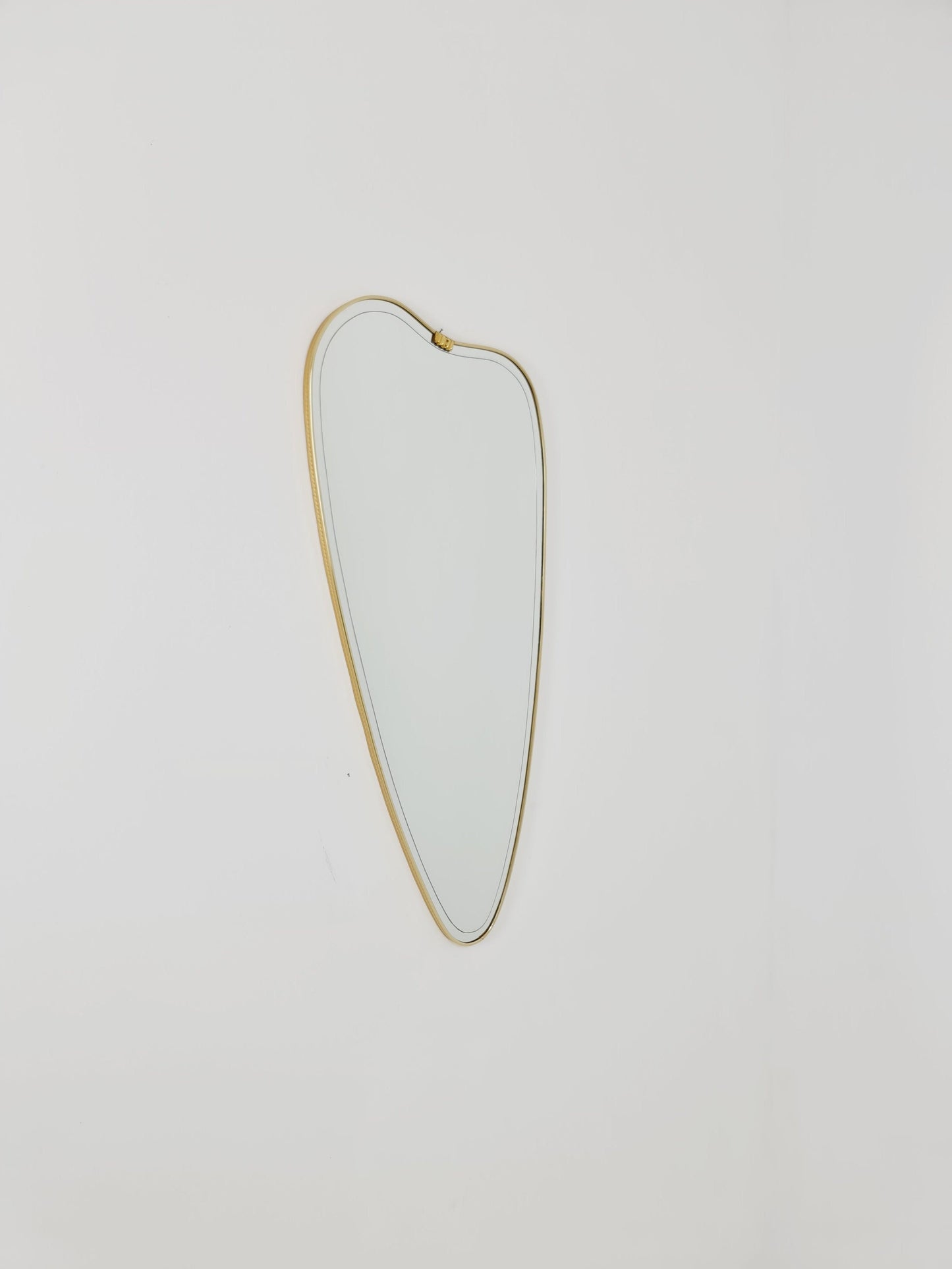Mid Century asymmetric German brass Original kidney wall mirror from the 60s model Rockabilly