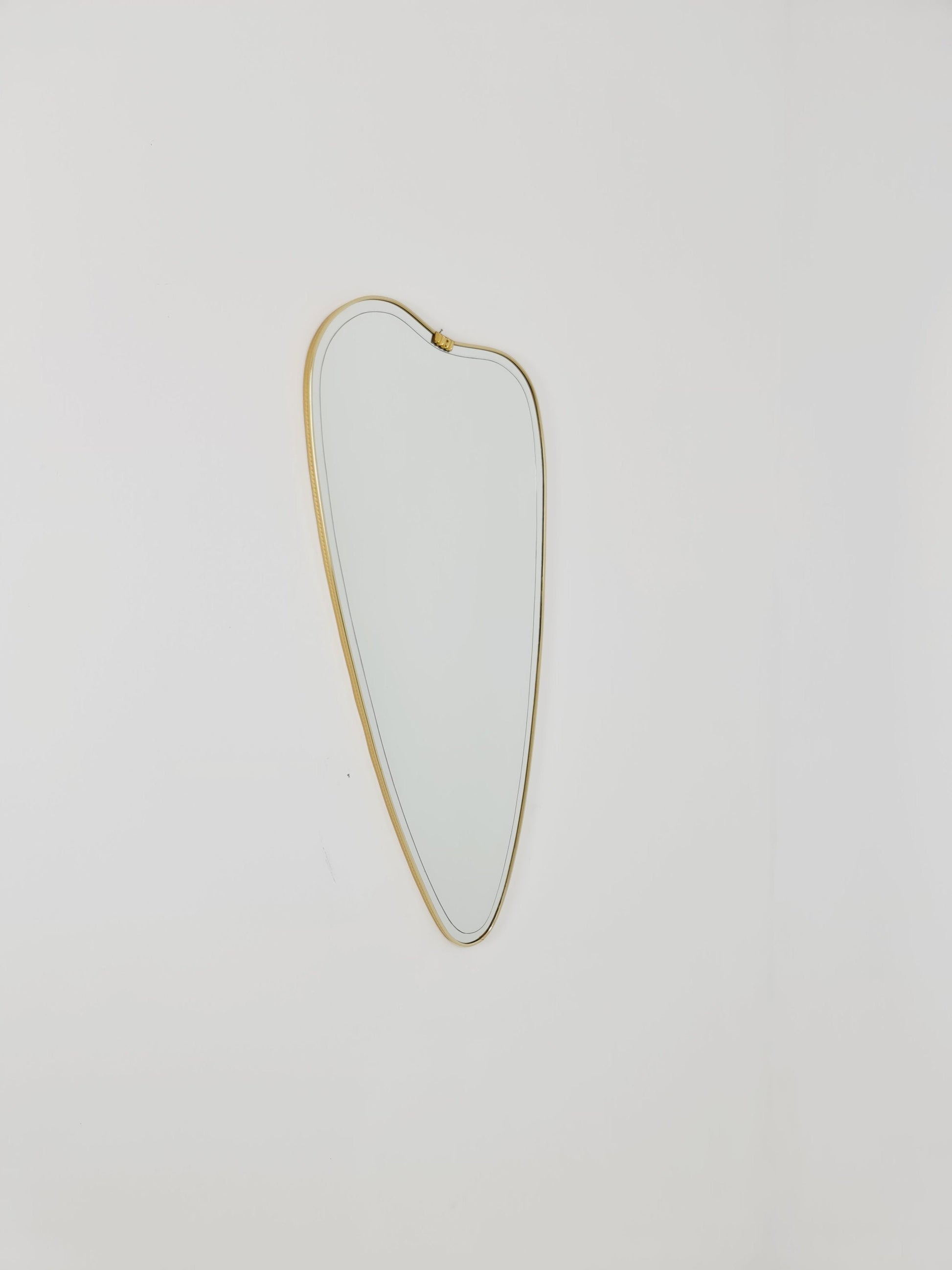 Mid Century asymmetric German brass Original kidney wall mirror from the 60s model Rockabilly