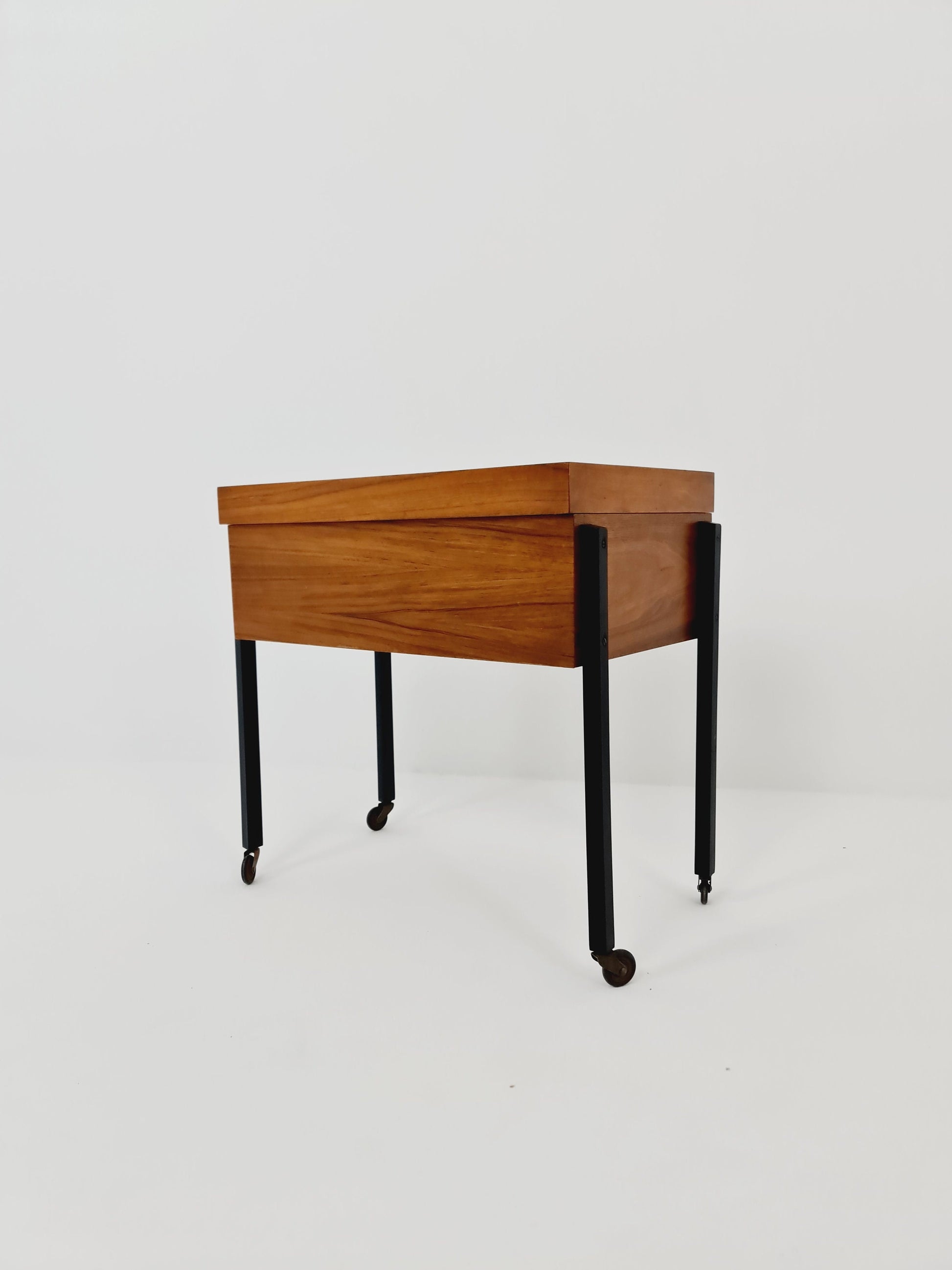 Vintage teak sweing table/ side table cabinet, 1960s