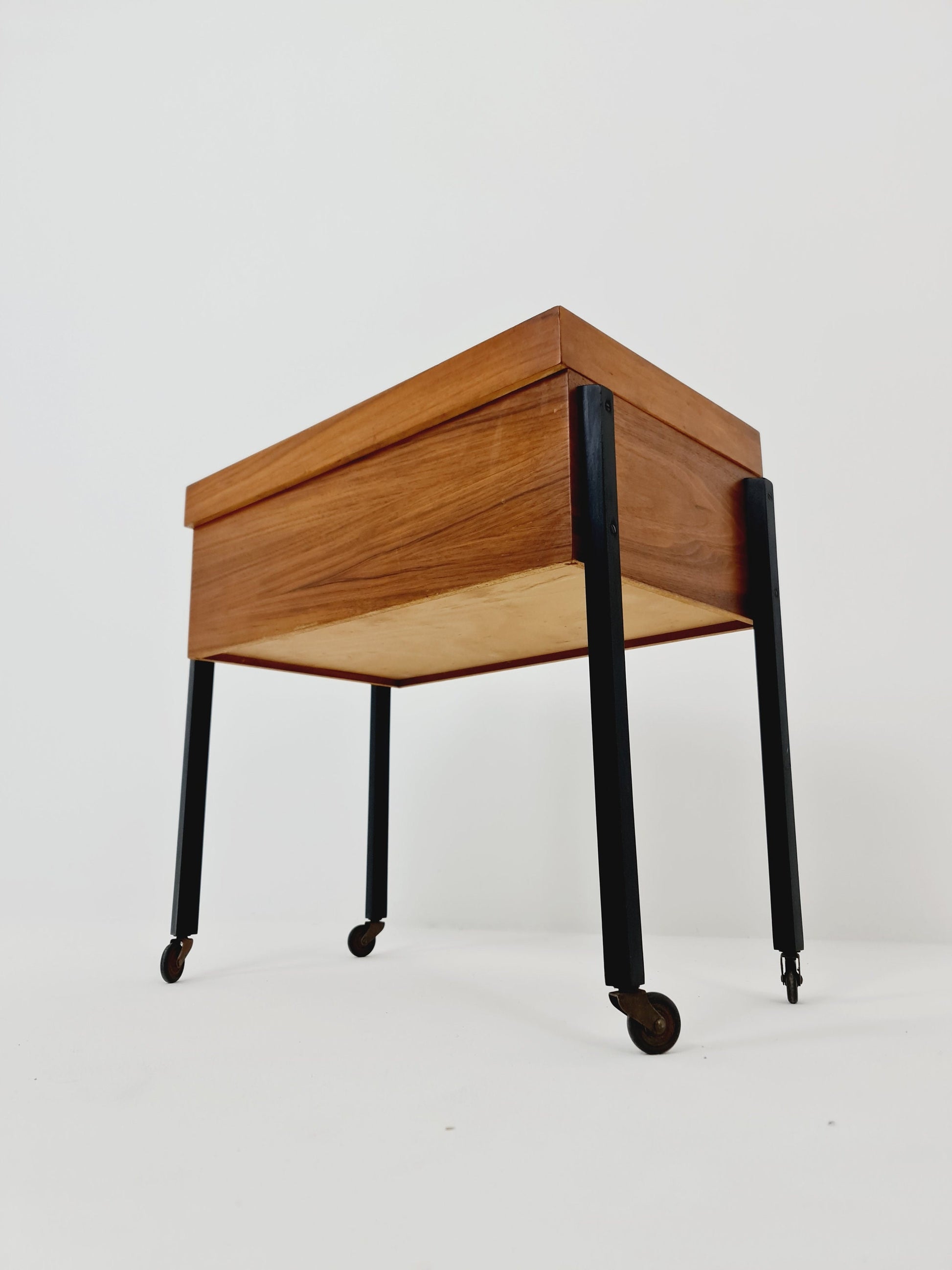 Vintage teak sweing table/ side table cabinet, 1960s