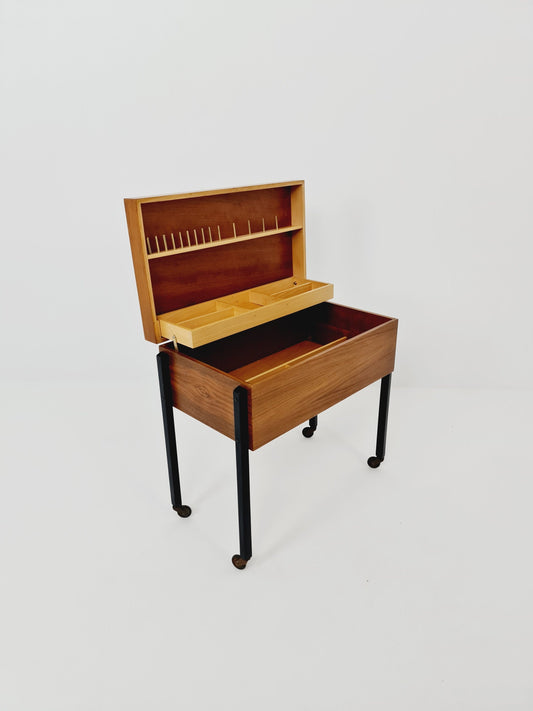 Vintage teak sweing table/ side table cabinet, 1960s