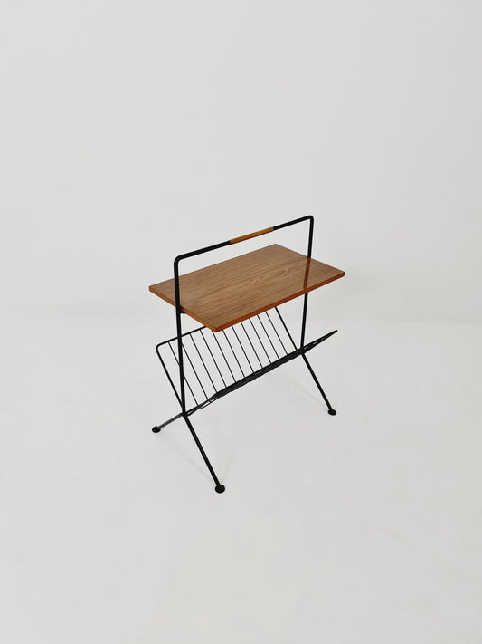 String German vintage side table with newspaper shelf from the 60s