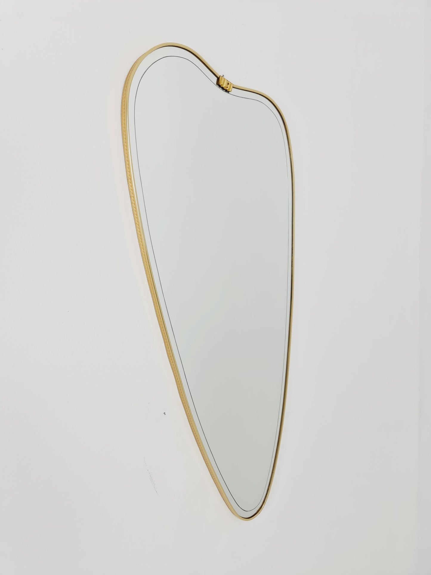 Mid Century asymmetric German brass Original kidney wall mirror from the 60s model Rockabilly