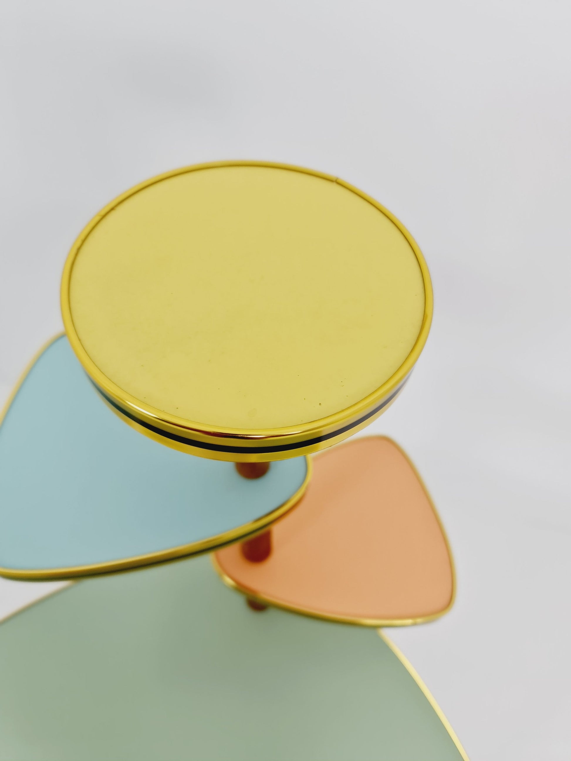 1950s German Plant Stand, Colorful Vintage Mid-Century Minimalist Indoor Plant Stand Side Table Retro flower table