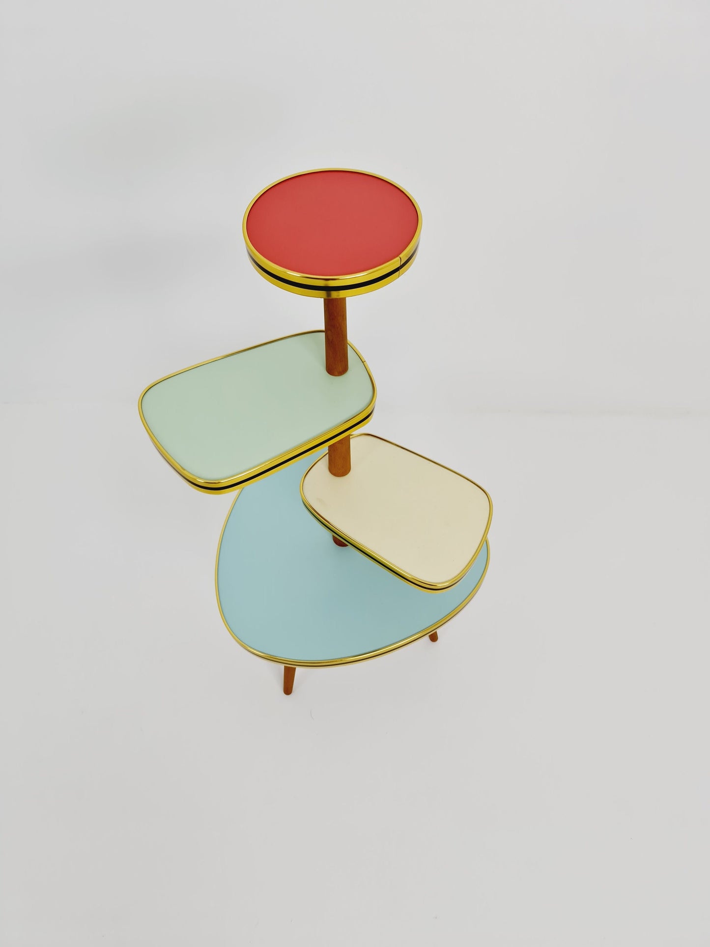 1950s German Plant Stand, Colorful Vintage Mid-Century Minimalist Indoor Plant Stand Side Table Retro flower table