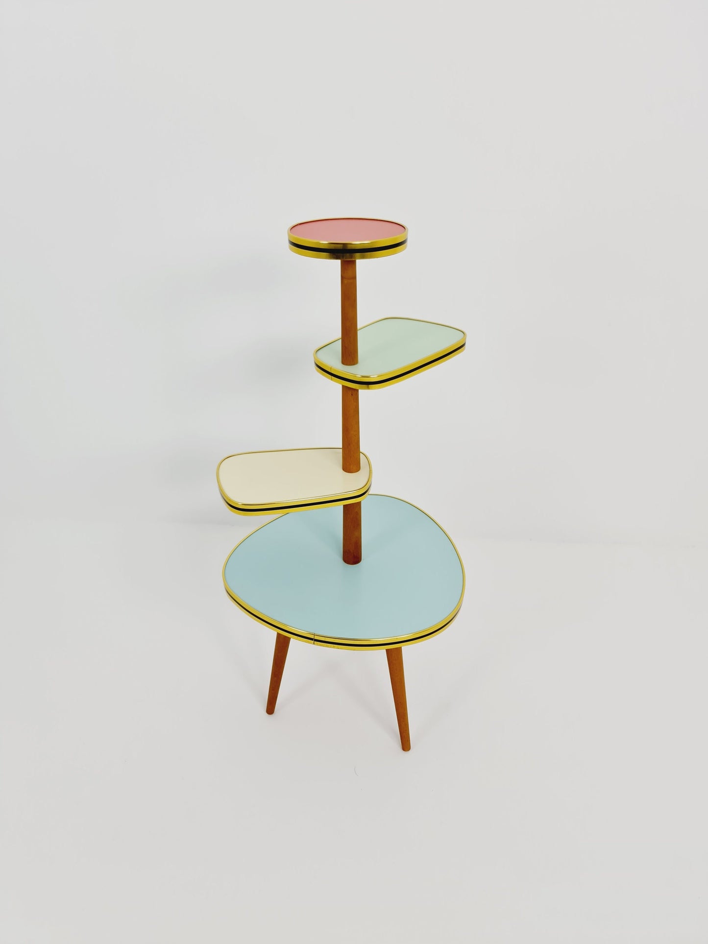 1950s German Plant Stand, Colorful Vintage Mid-Century Minimalist Indoor Plant Stand Side Table Retro flower table