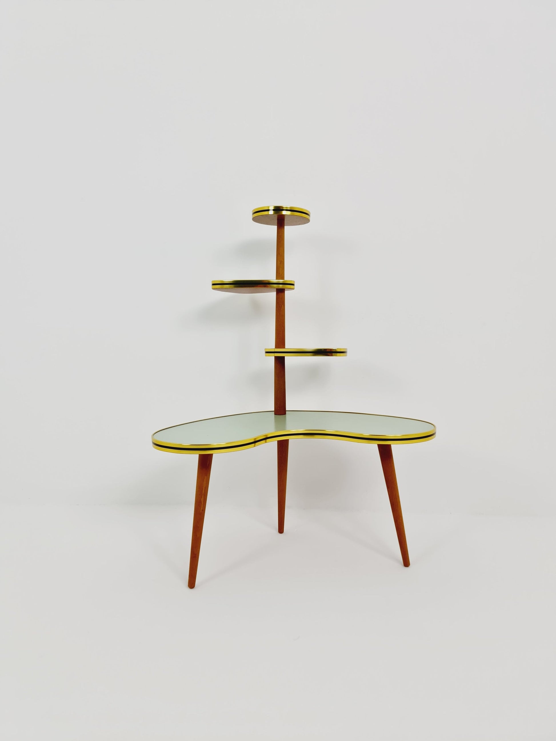 1950s German Plant Stand, Colorful Vintage Mid-Century Minimalist Indoor Plant Stand Side Table Retro flower table