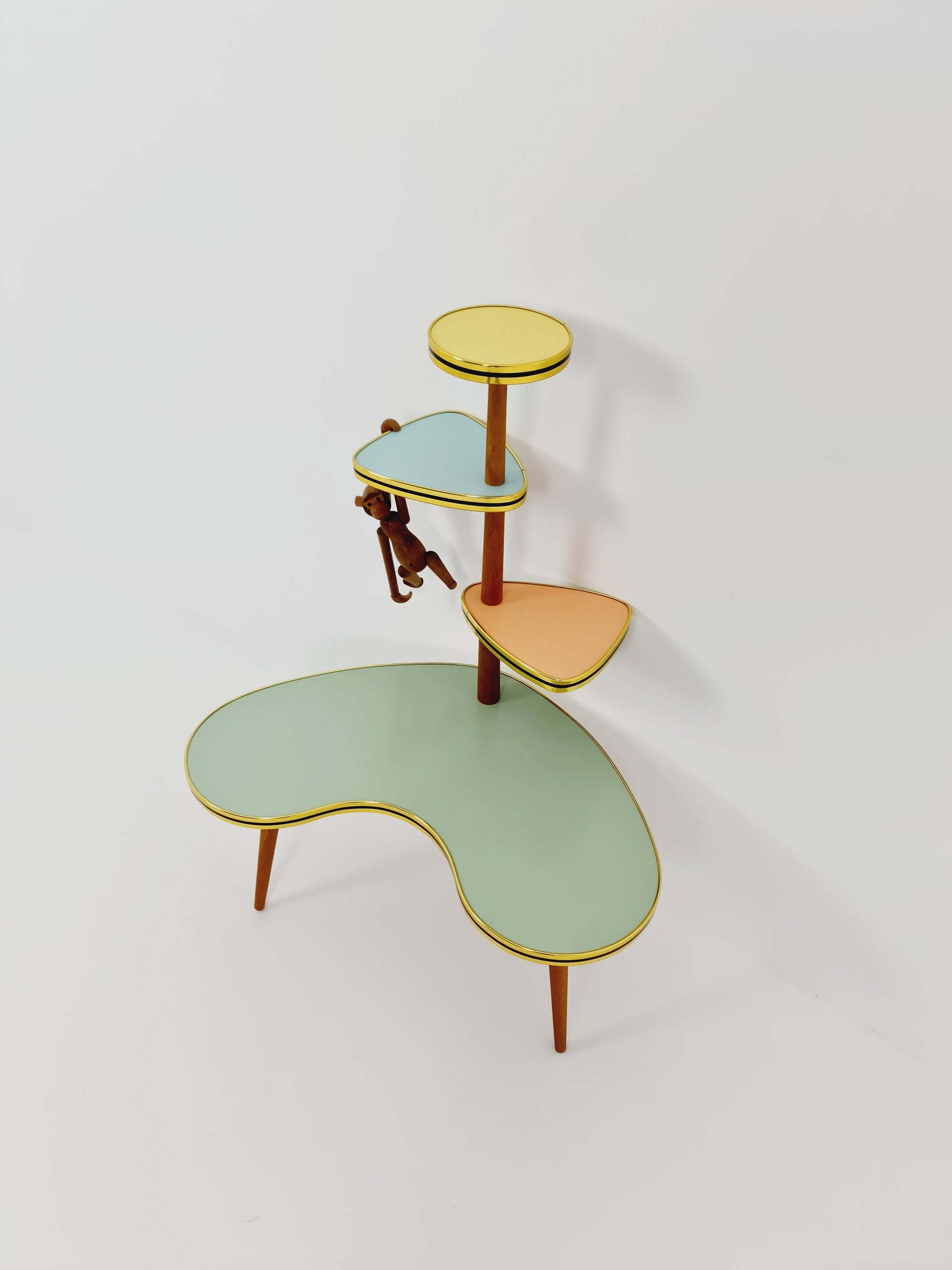 1950s German Plant Stand, Colorful Vintage Mid-Century Minimalist Indoor Plant Stand Side Table Retro flower table