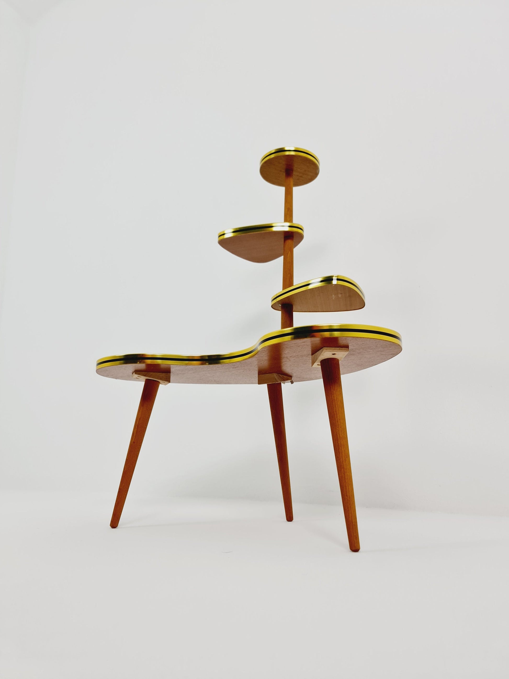 1950s German Plant Stand, Colorful Vintage Mid-Century Minimalist Indoor Plant Stand Side Table Retro flower table