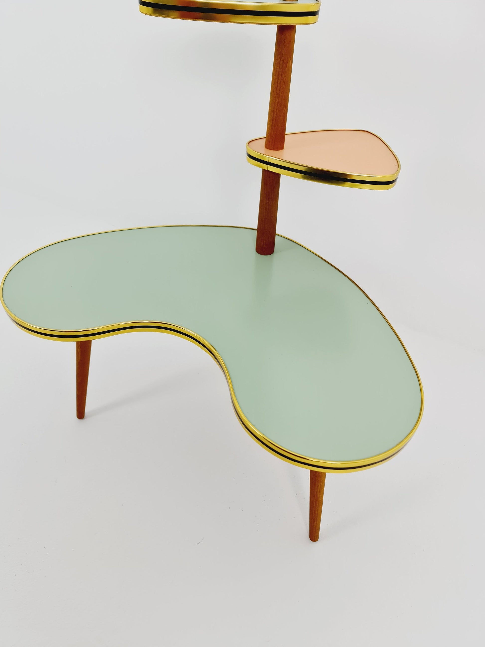 1950s German Plant Stand, Colorful Vintage Mid-Century Minimalist Indoor Plant Stand Side Table Retro flower table