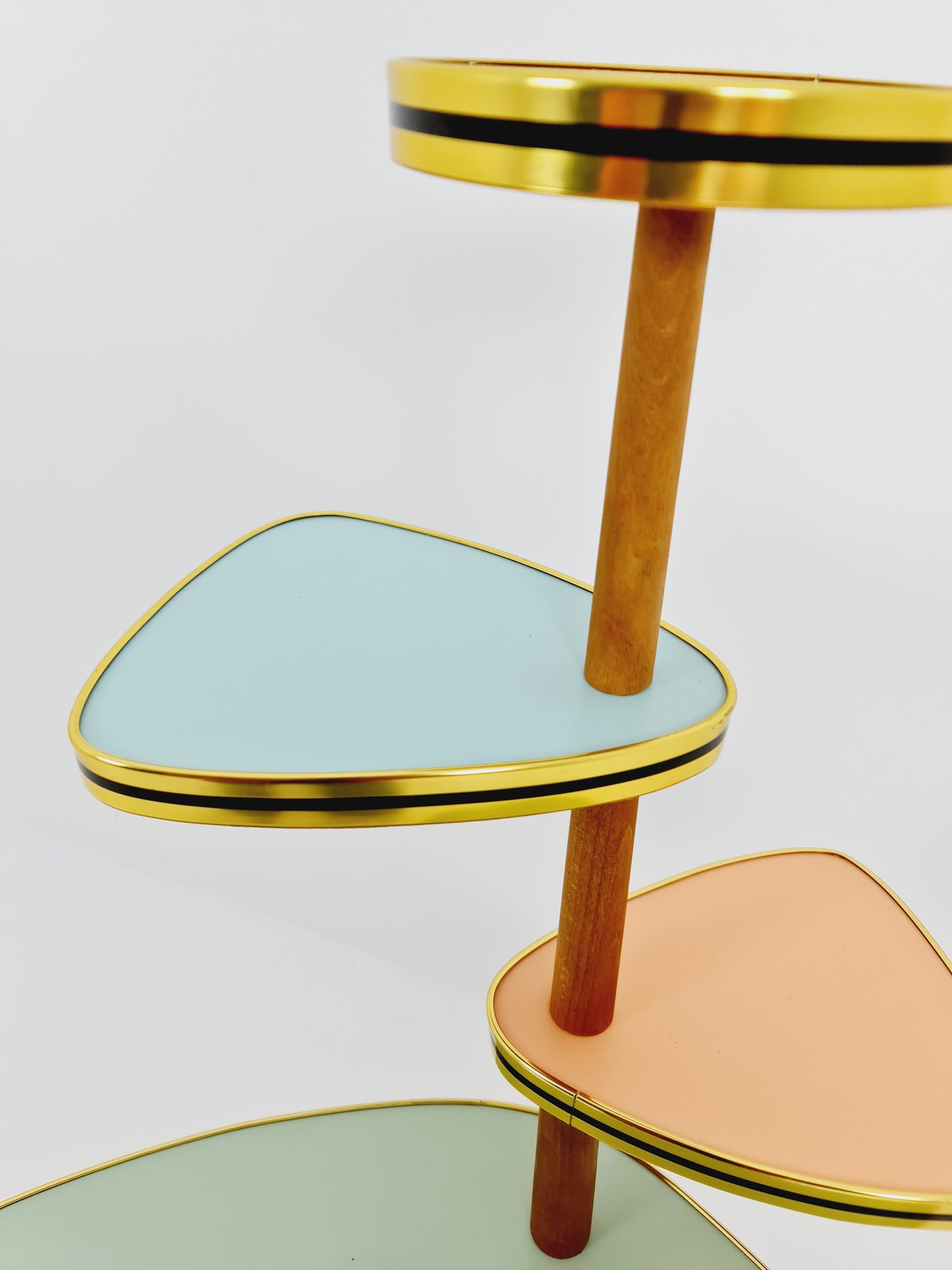 1950s German Plant Stand, Colorful Vintage Mid-Century Minimalist Indoor Plant Stand Side Table Retro flower table