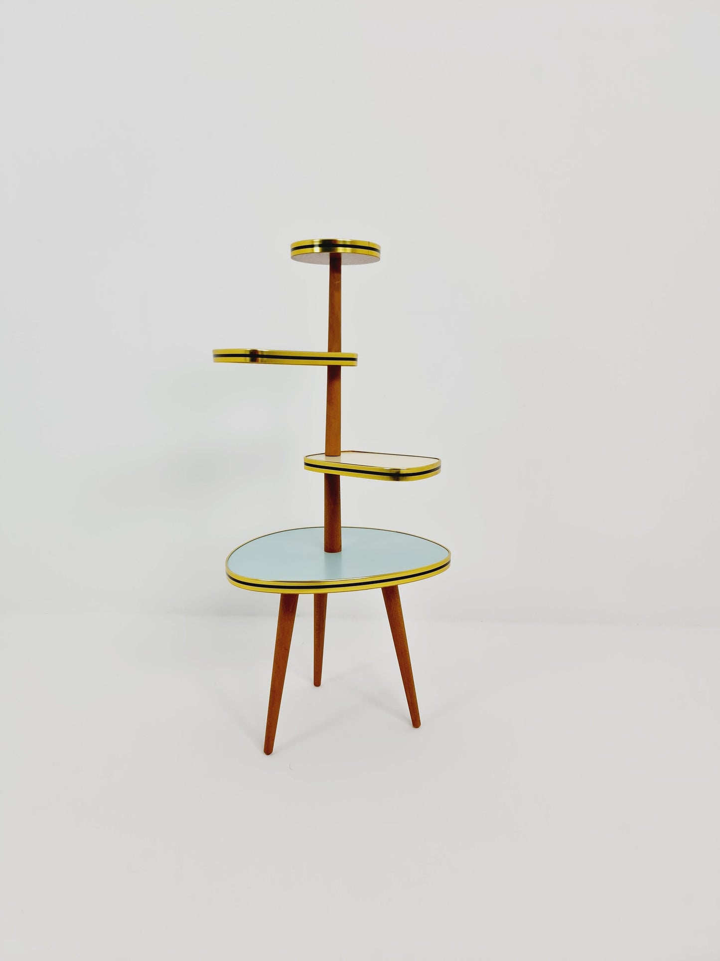 1950s German Plant Stand, Colorful Vintage Mid-Century Minimalist Indoor Plant Stand Side Table Retro flower table