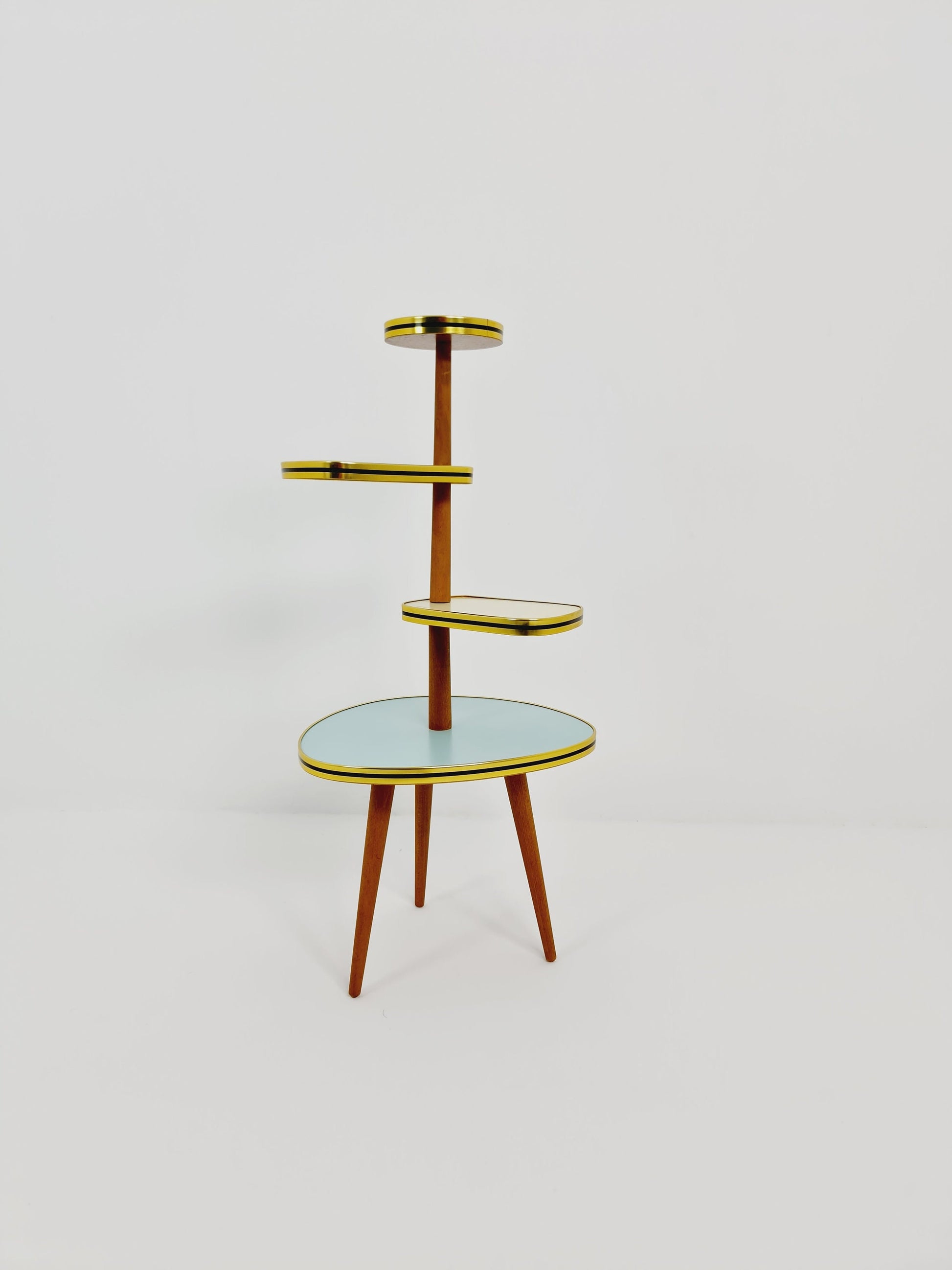 1950s German Plant Stand, Colorful Vintage Mid-Century Minimalist Indoor Plant Stand Side Table Retro flower table