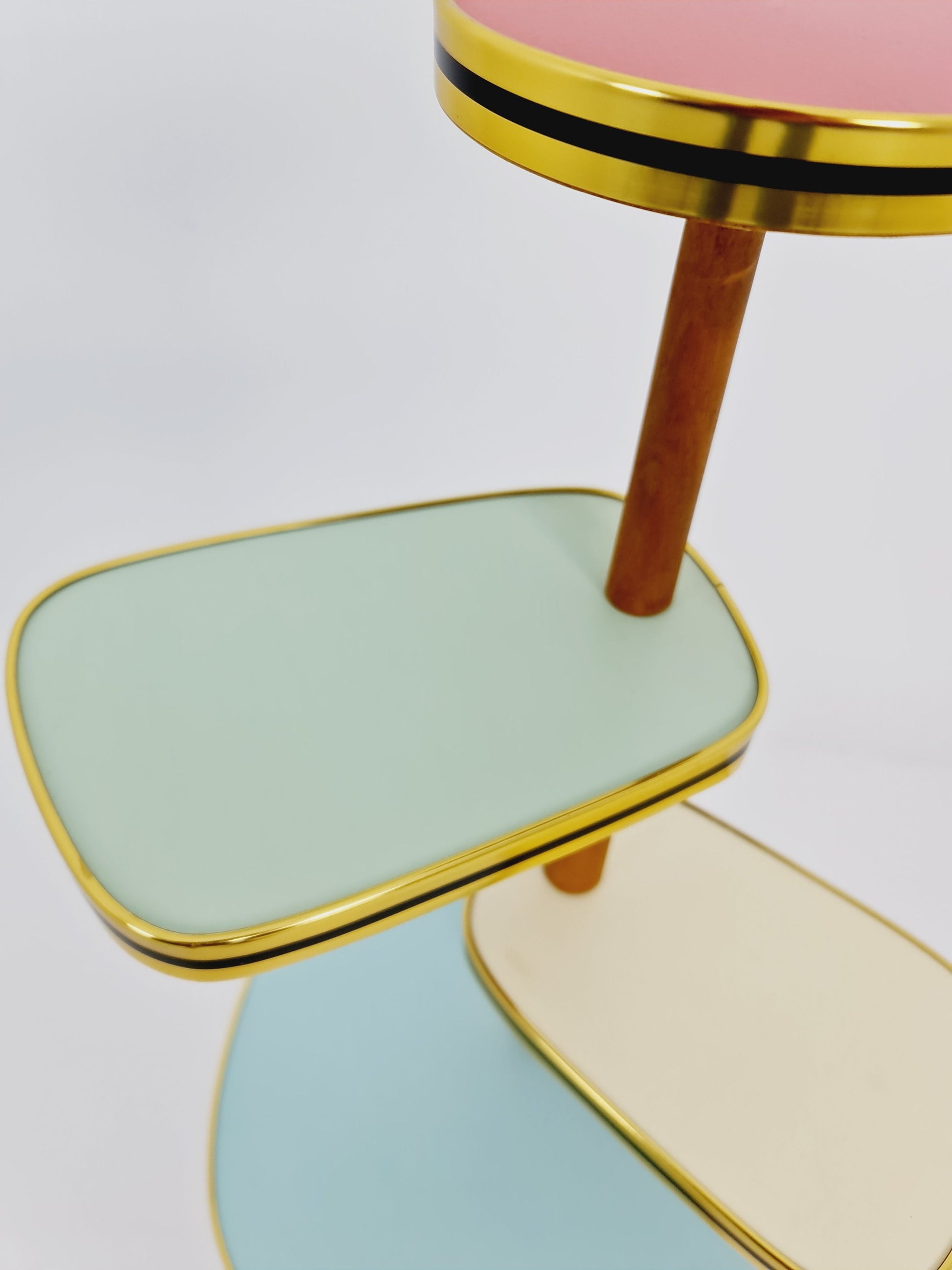 1950s German Plant Stand, Colorful Vintage Mid-Century Minimalist Indoor Plant Stand Side Table Retro flower table