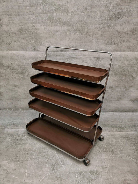 Space age flower or storage shelves unite on casters Italy 1980s