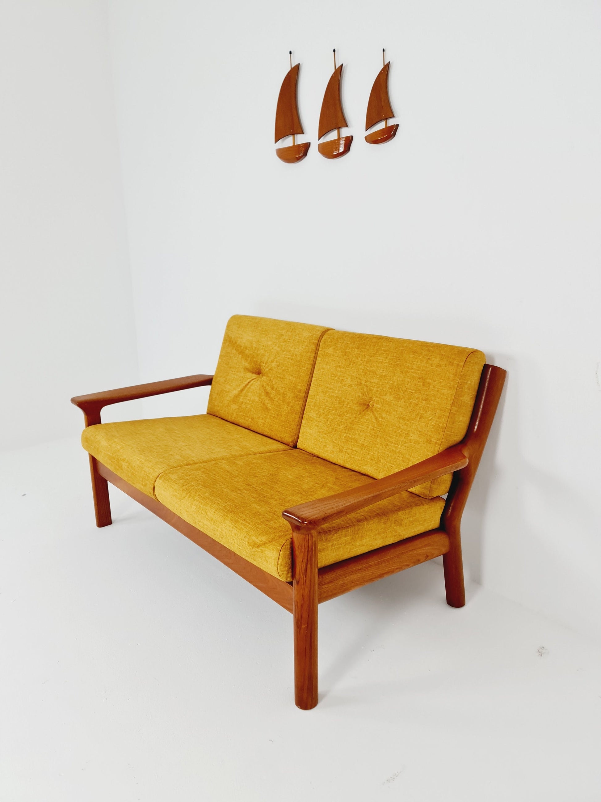Mid-century Rare Danish teak lounge sofa/ Easy sofa by Grete Jalk, 60s