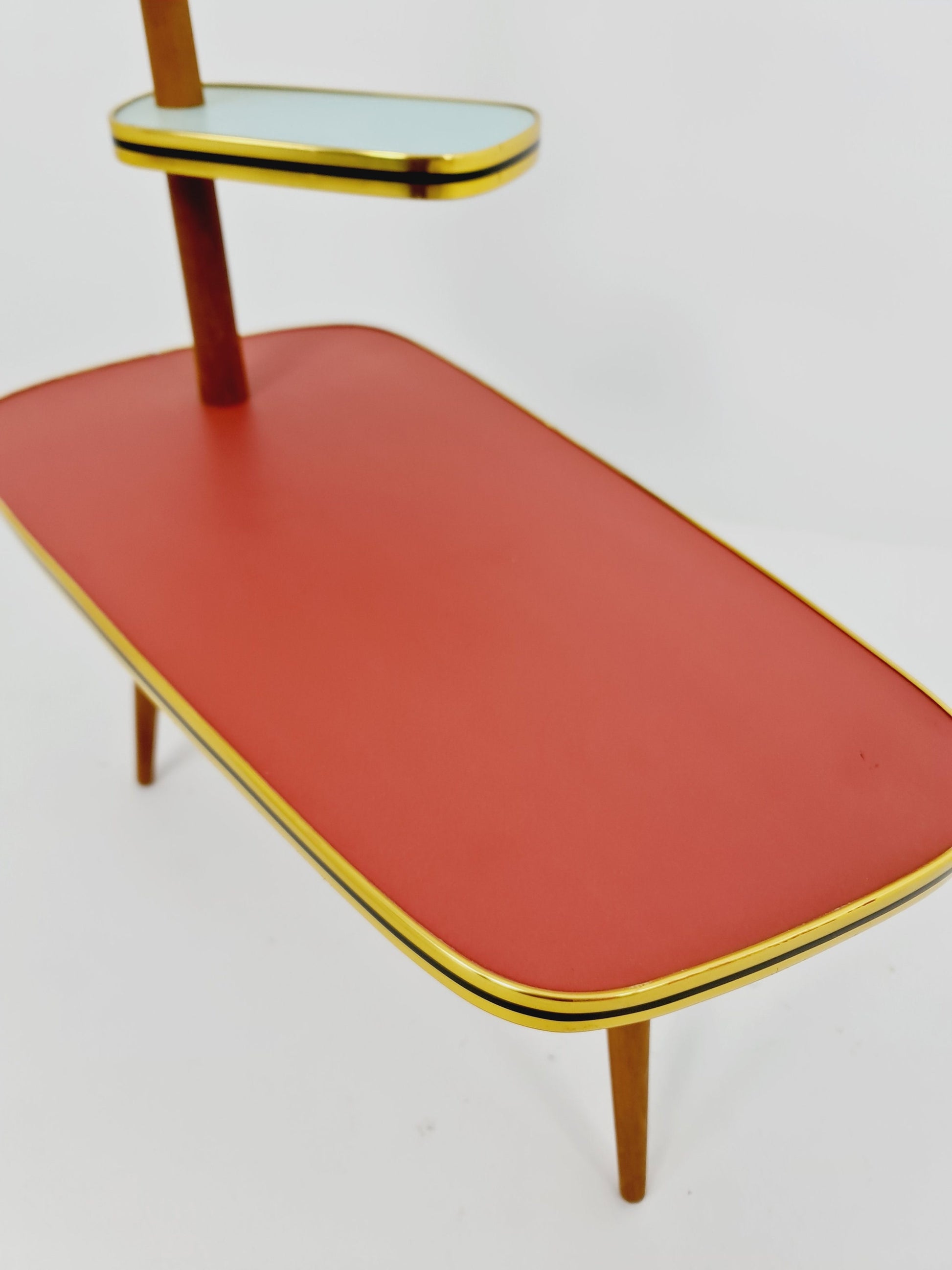 1950s German Plant Stand, Colorful Vintage Mid-Century Minimalist Indoor Plant Stand Side Table Retro flower table