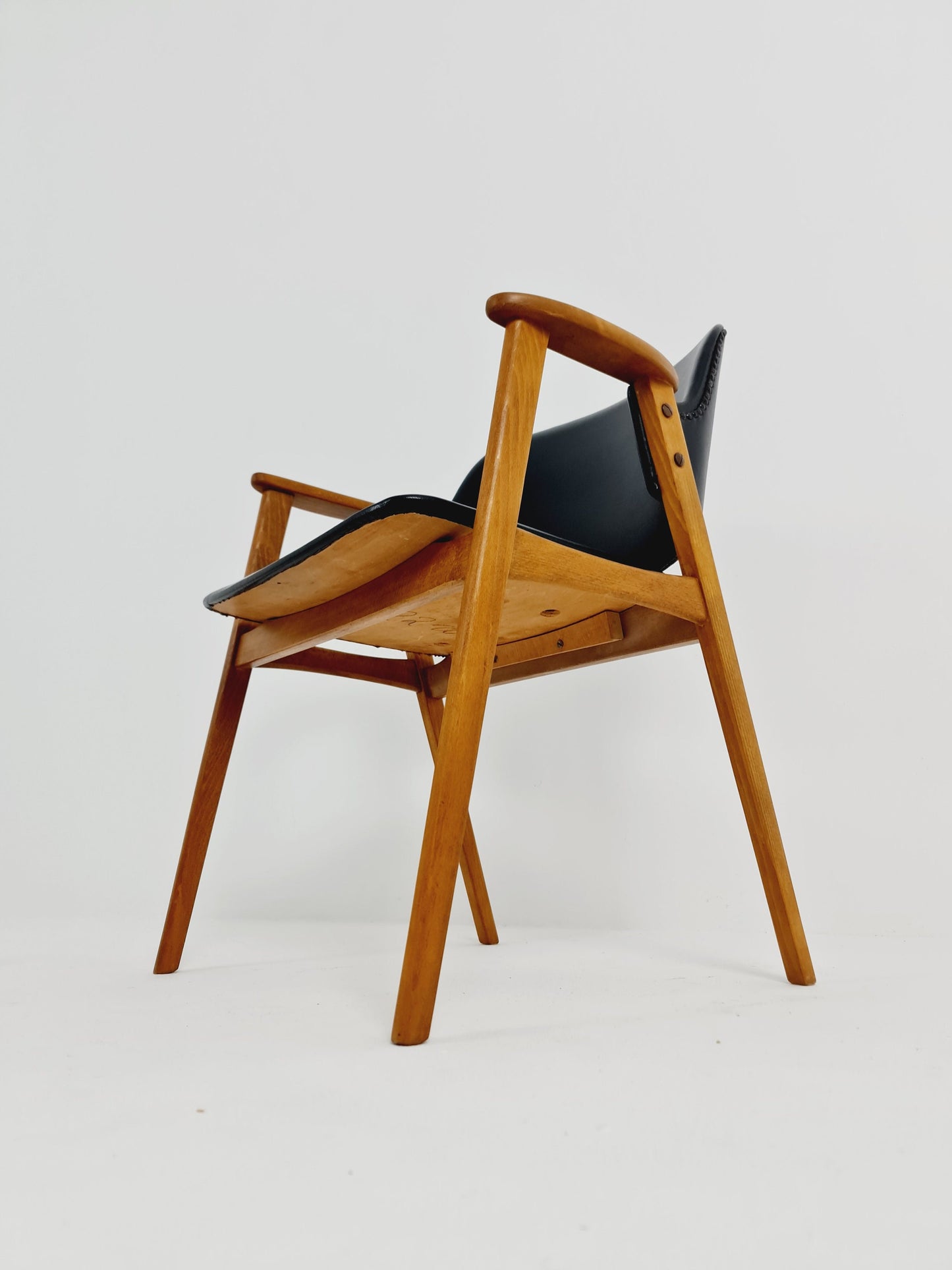 Mid century Danish Teak and Leather arm chair by Erik Kirkegaard for Glostrup, 1960s