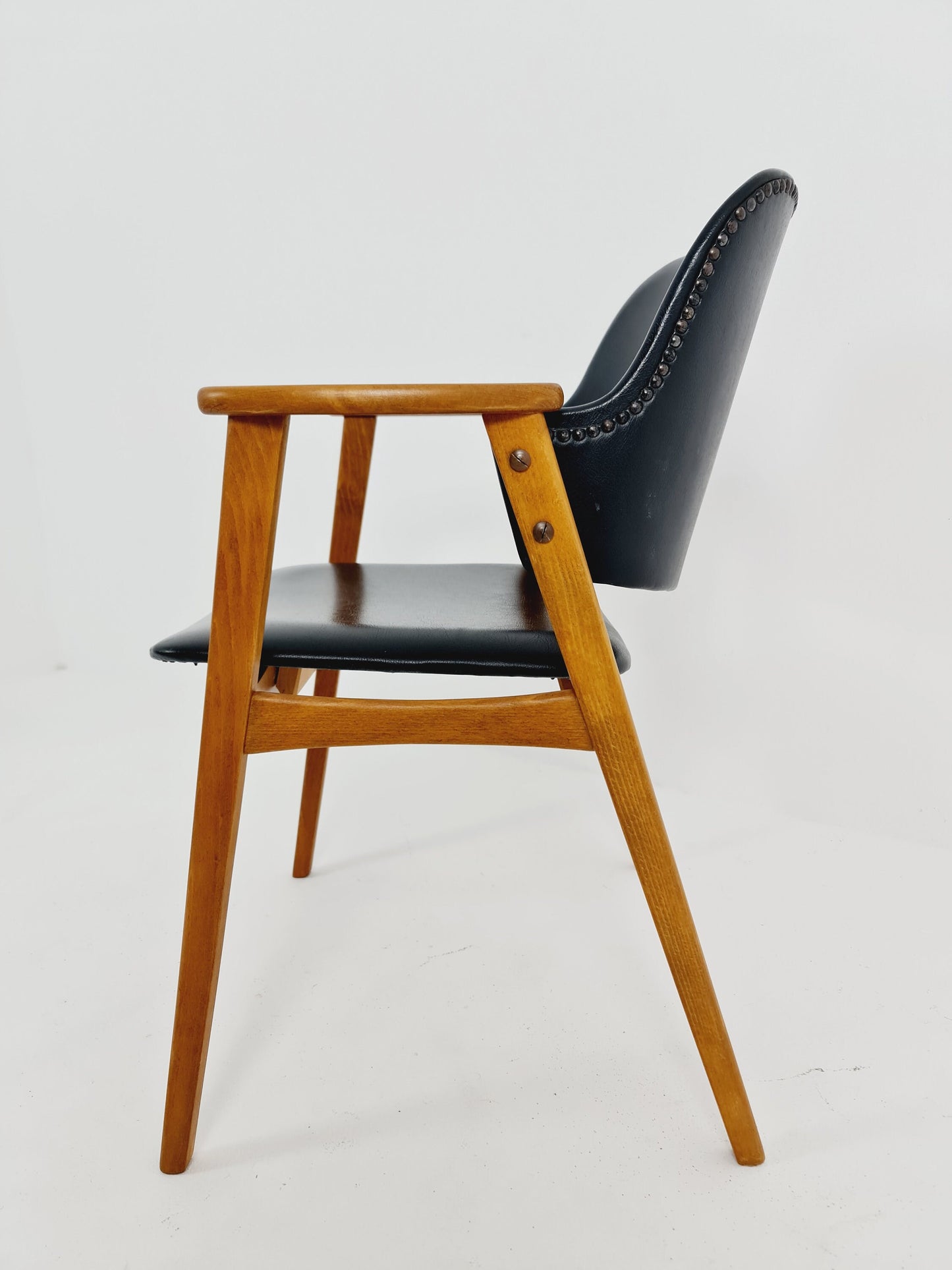 Mid century Danish Teak and Leather arm chair by Erik Kirkegaard for Glostrup, 1960s