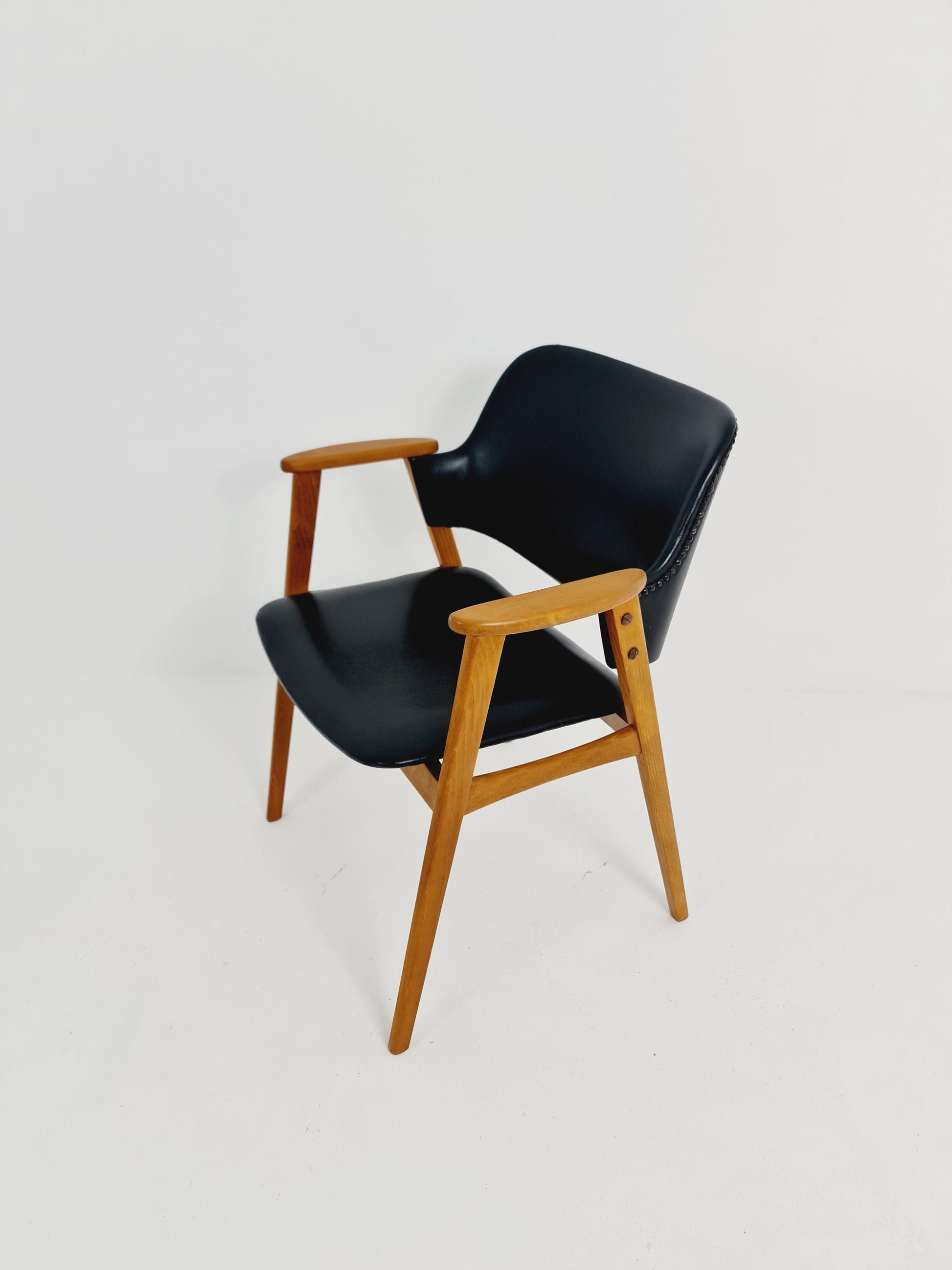 Mid century Danish Teak and Leather arm chair by Erik Kirkegaard for Glostrup, 1960s