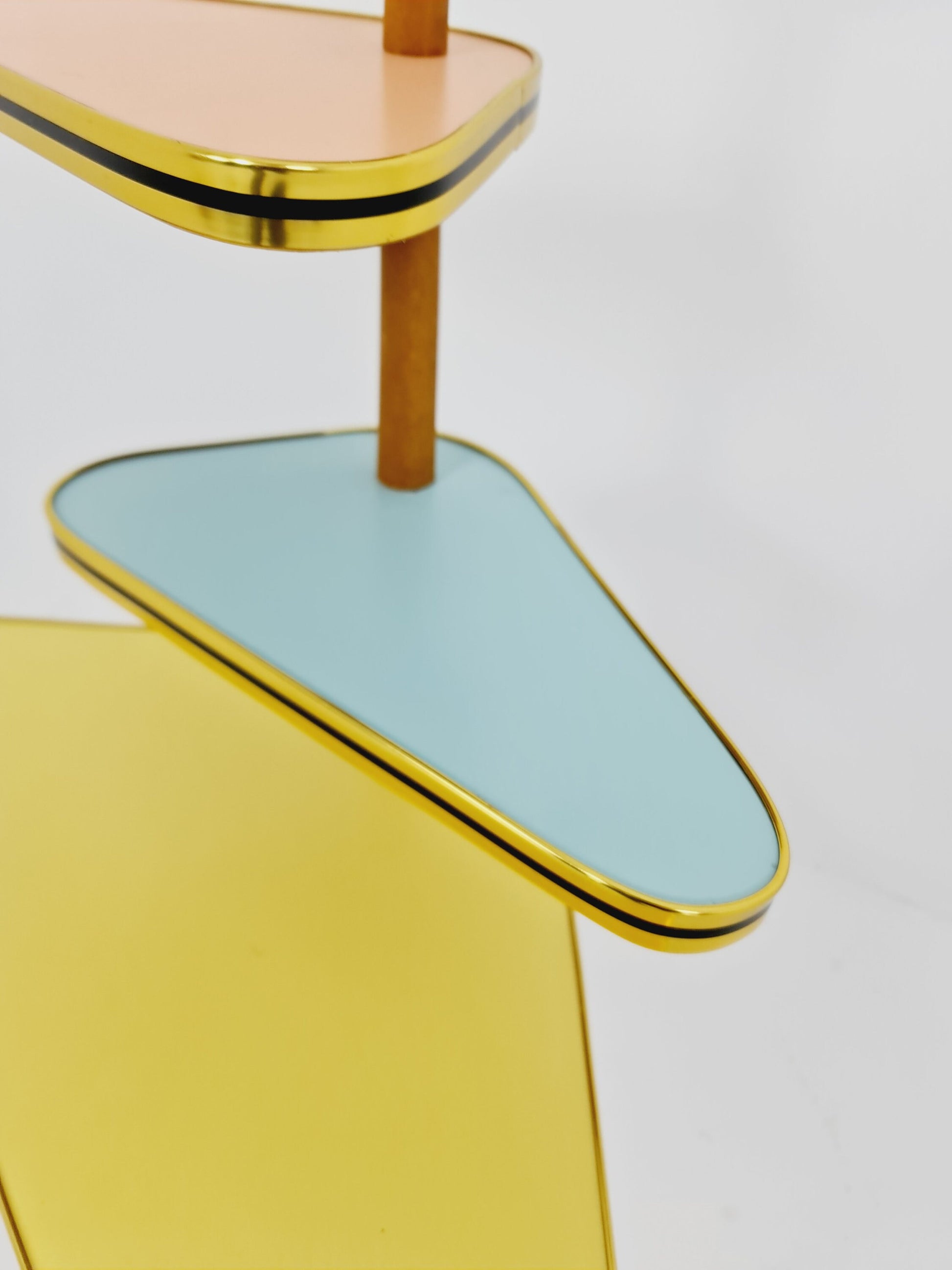 1950s German Plant Stand, Colorful Vintage Mid-Century Minimalist Indoor Plant Stand Side Table Retro flower table