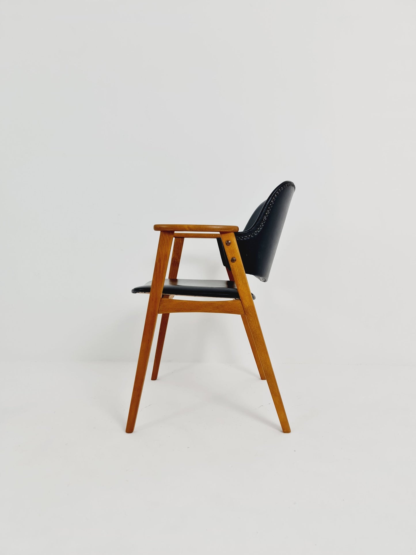 Mid century Danish Teak and Leather arm chair by Erik Kirkegaard for Glostrup, 1960s