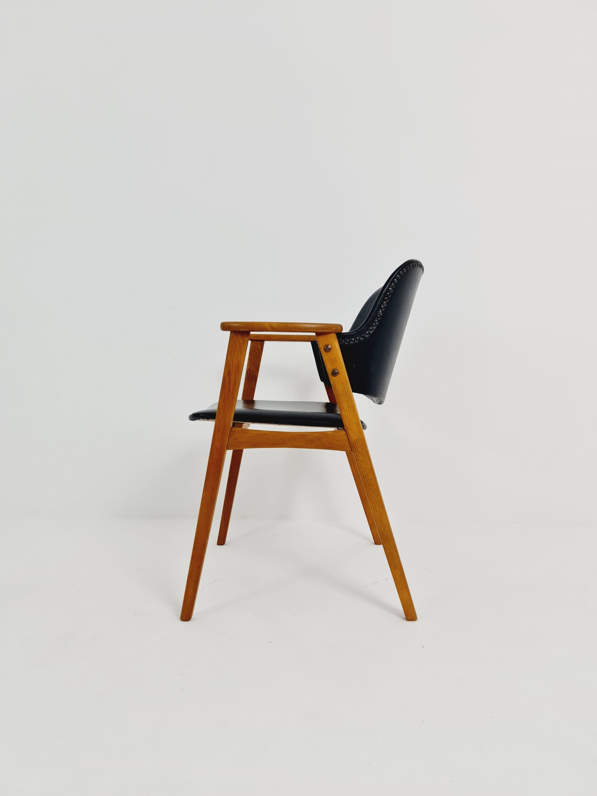 Mid century Danish Teak and Leather arm chair by Erik Kirkegaard for Glostrup, 1960s