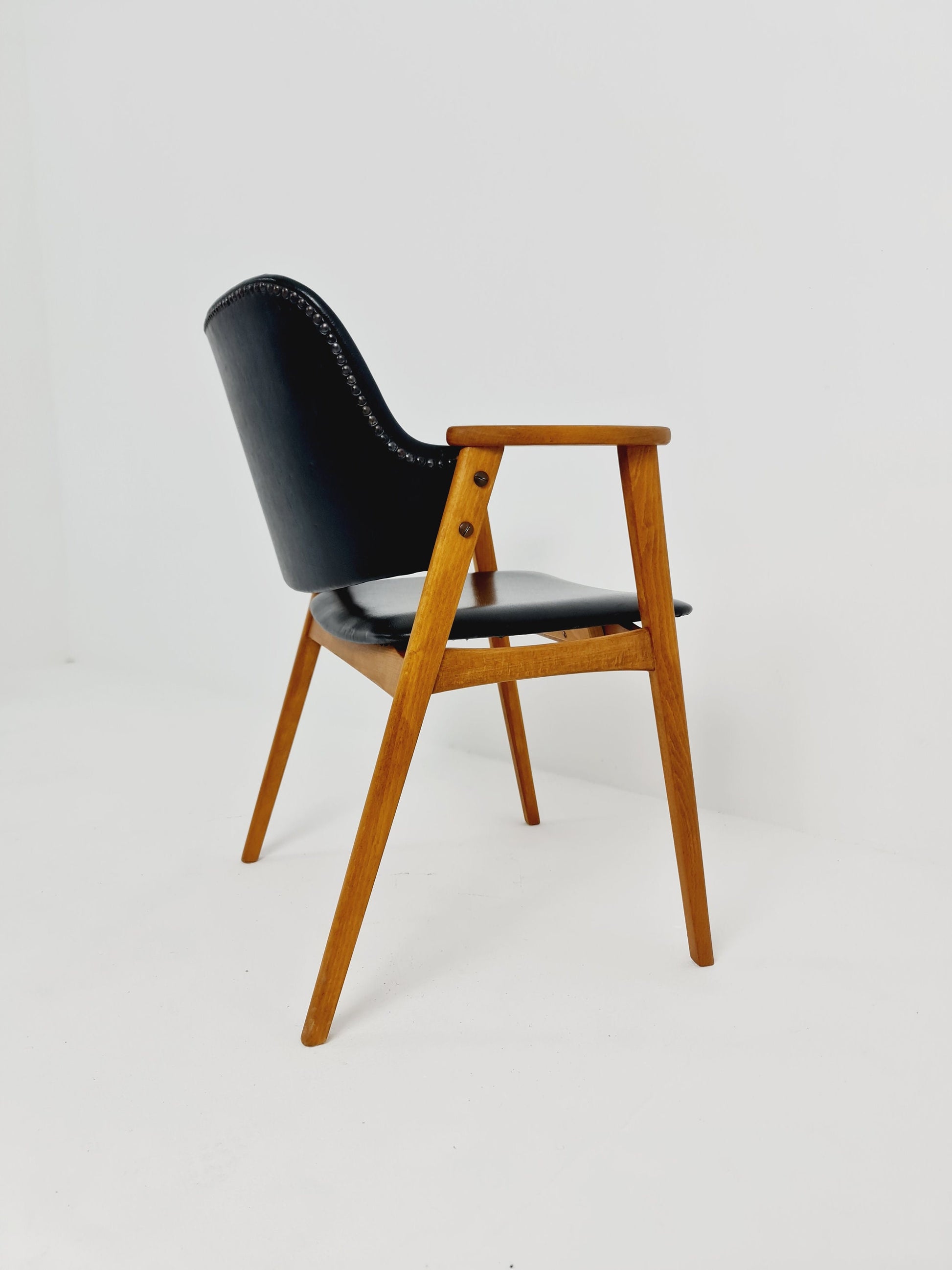 Mid century Danish Teak and Leather arm chair by Erik Kirkegaard for Glostrup, 1960s