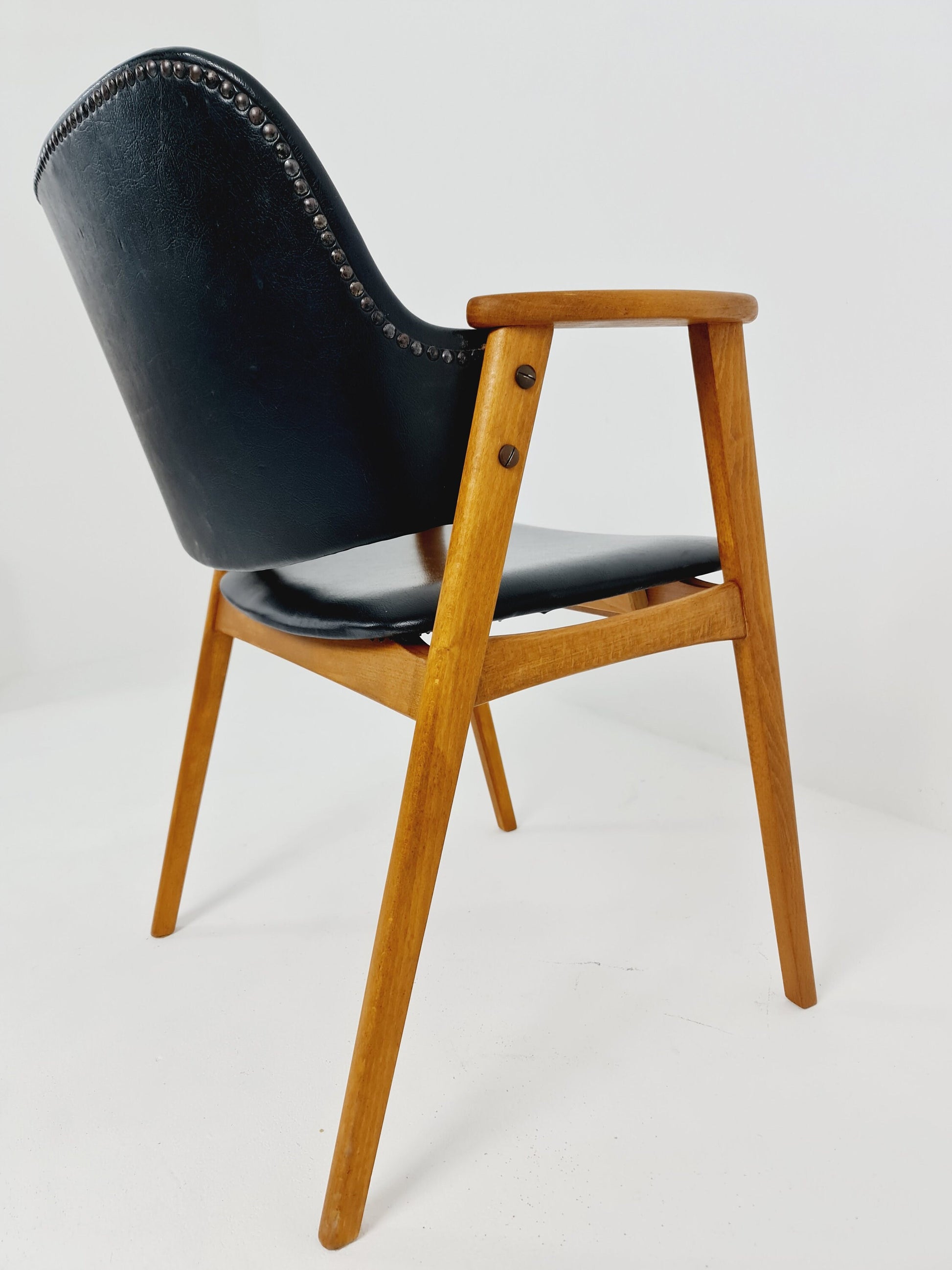 Mid century Danish Teak and Leather arm chair by Erik Kirkegaard for Glostrup, 1960s