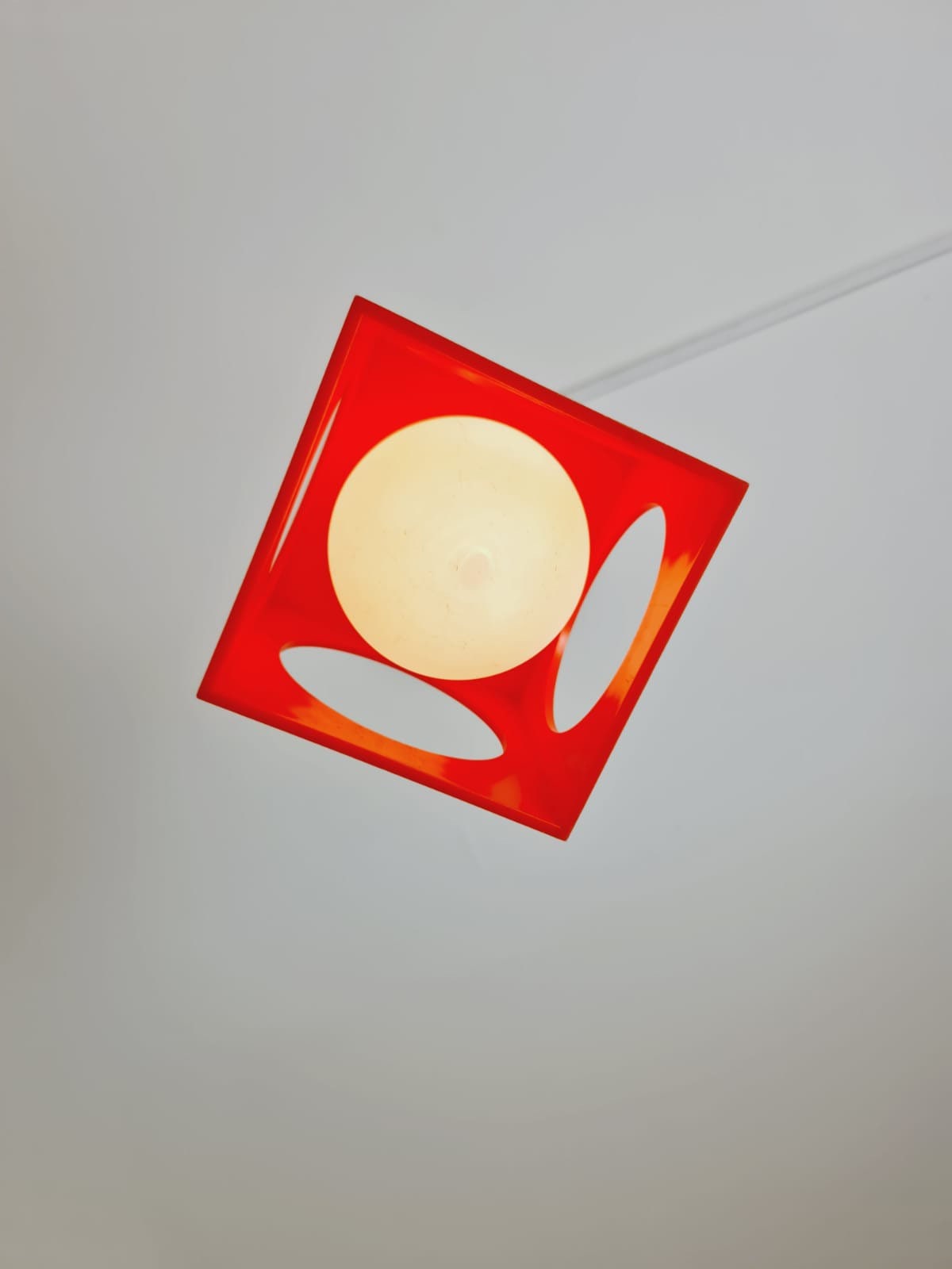 Space Age Ceiling lamp/ Pendant lamp by Richard Essig , orange and white 1970s