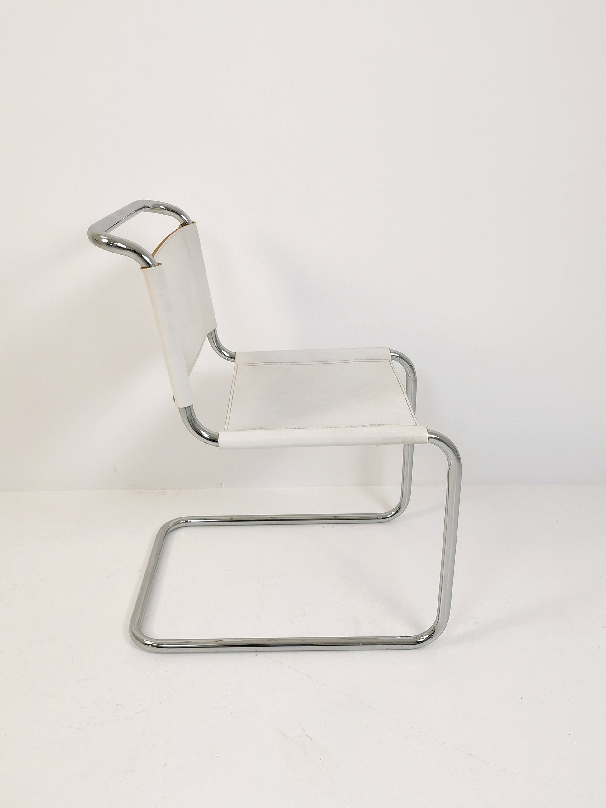 1 of 4 Mid-Century Vintage S33 white chair from Mart Stam by Fasem Italy 1980er