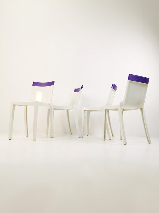 Hi Cut stackable chair, white & violet lacquered frame - Kartell By Philippe Starck en Eugeni