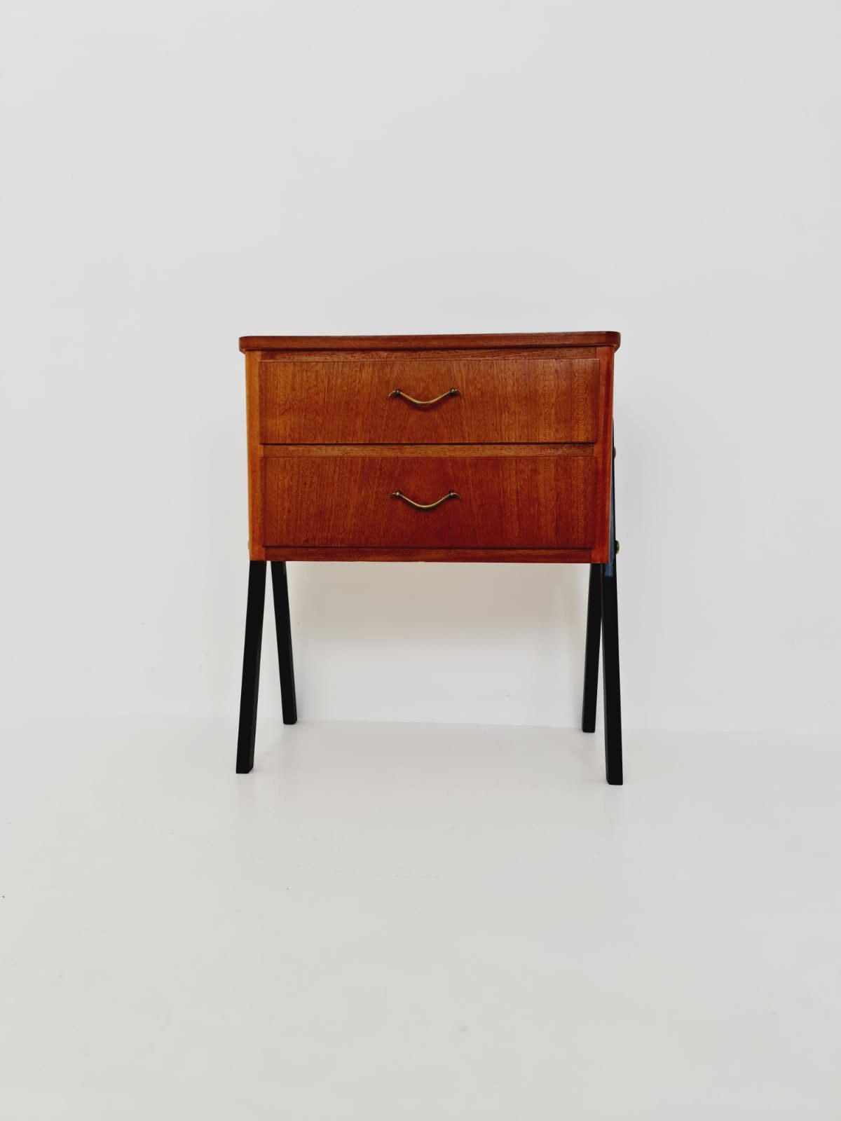 Midcentury danish mahogany& brass vintage Side table/ Bedside table, 1960s
