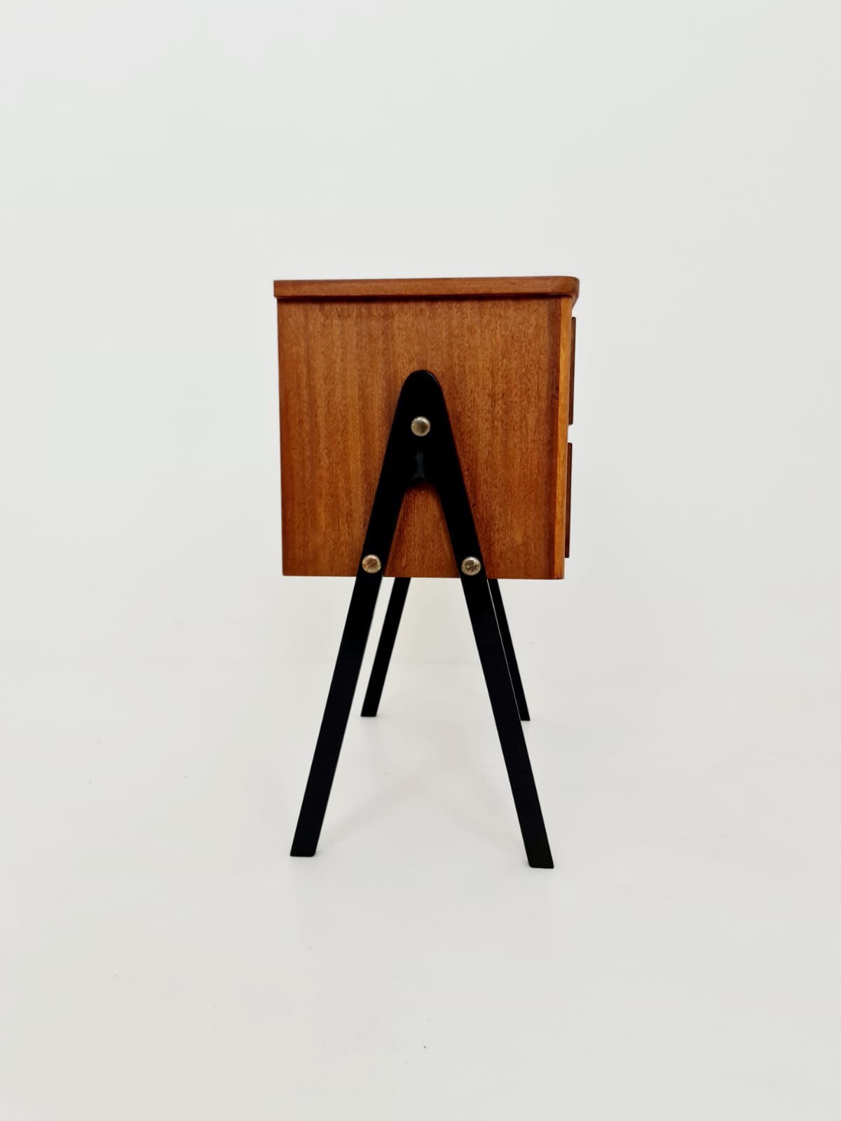 Midcentury danish mahogany& brass vintage Side table/ Bedside table, 1960s
