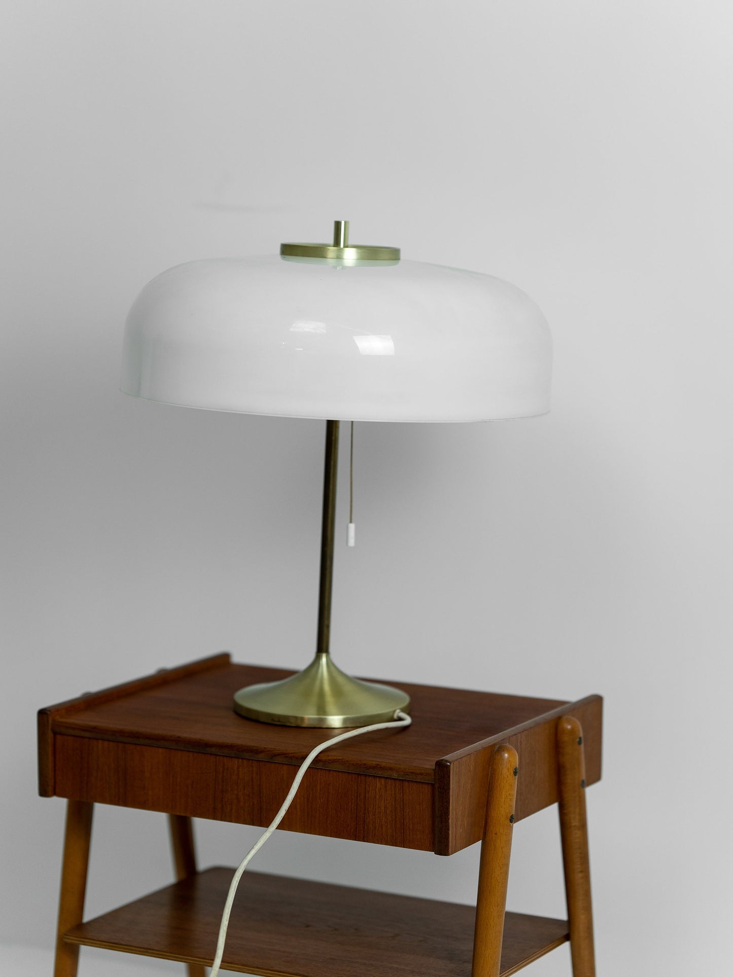 Rare Mid century German mushroom brass & plastic table lamp by Cosack Leuchten, Germany 1970s