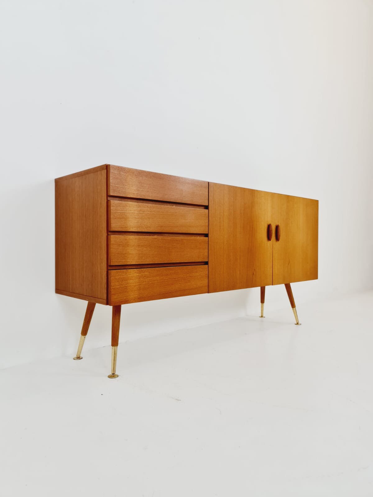 Mid-Century Swedish teak & brass sideboard by Hans Persson, Jönköping Möbel AB, 1960s