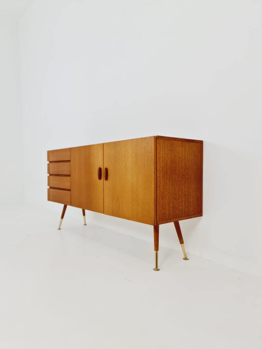Mid-Century Swedish teak & brass sideboard by Hans Persson, Jönköping Möbel AB, 1960s