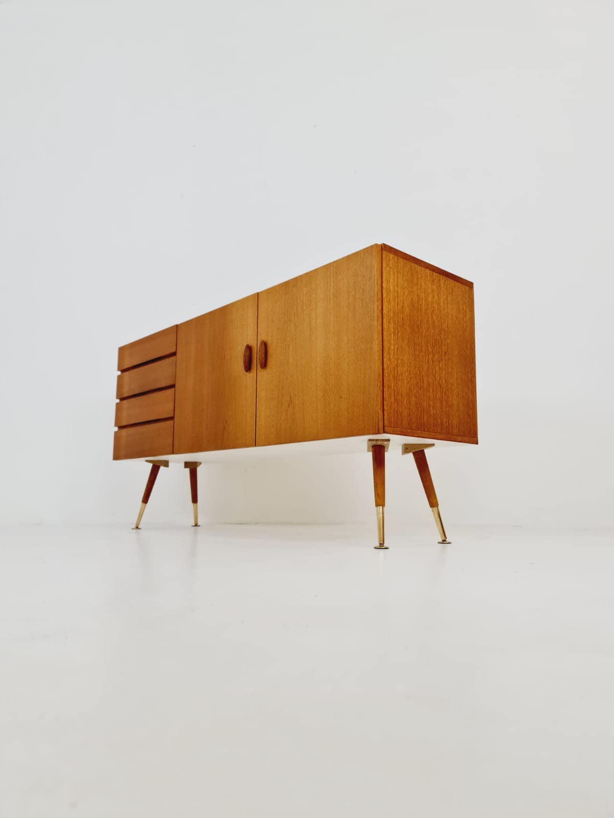 Mid-Century Swedish teak & brass sideboard by Hans Persson, Jönköping Möbel AB, 1960s