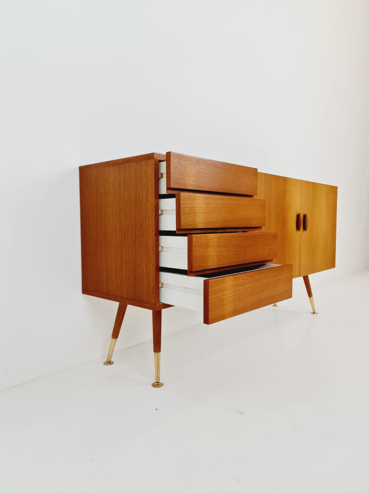 Mid-Century Swedish teak & brass sideboard by Hans Persson, Jönköping Möbel AB, 1960s