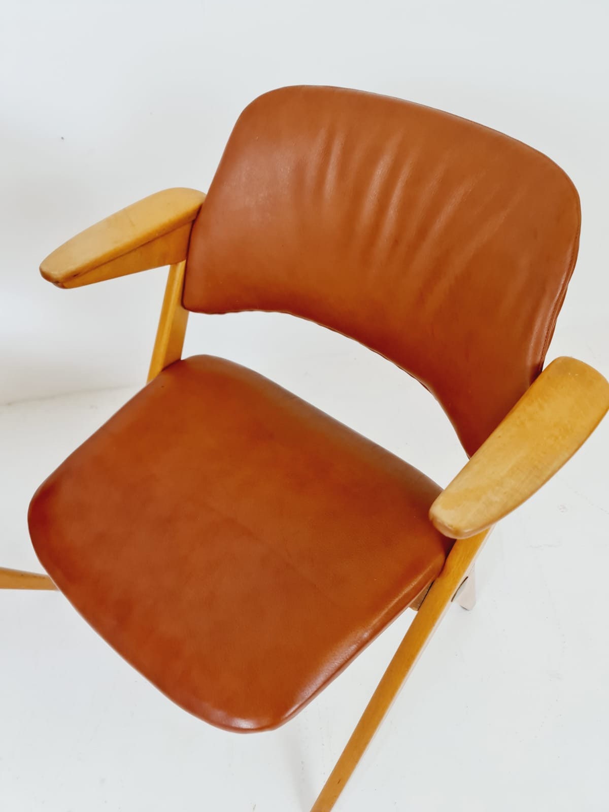 Swedish Midcentury beech & leather armchair Triva by Bengt Ruda for Nordiska Kompaniet, 1960s, set of 2